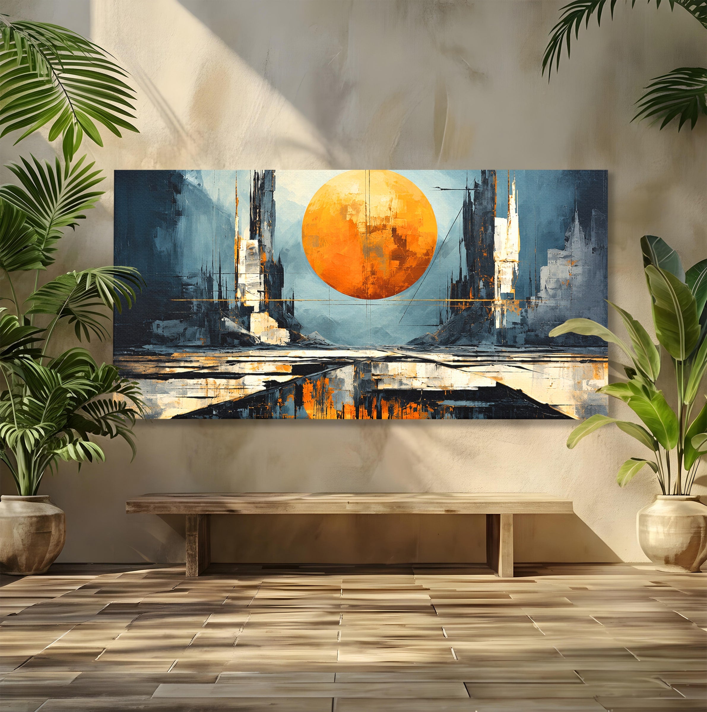Tablou Canvas Premium LuxCanva® O1068, Orasul Apocaliptic, Oras, Apocaliptic, Peisaj, Futurist, Dormitor, Culori Vibrante