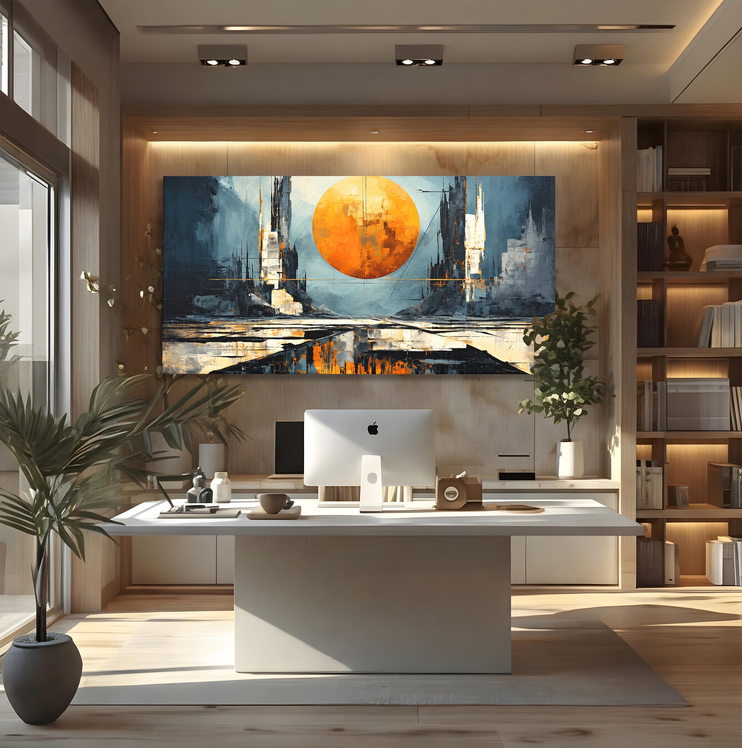 Tablou Canvas Premium LuxCanva® O1068, Orasul Apocaliptic, Oras, Apocaliptic, Peisaj, Futurist, Dormitor, Culori Vibrante