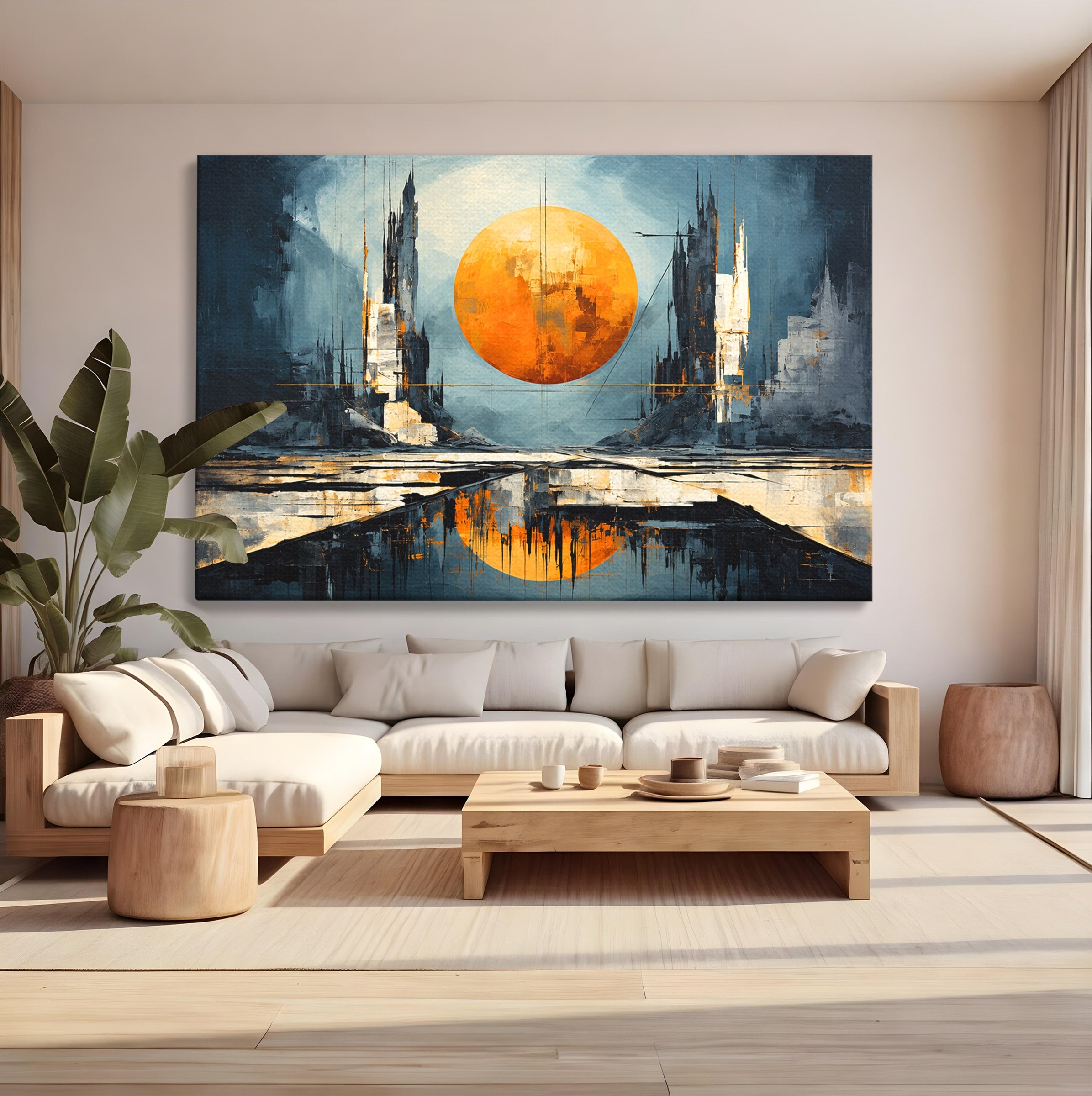 Tablou Canvas Premium LuxCanva® O1068, Orasul Apocaliptic, Oras, Apocaliptic, Peisaj, Futurist, Dormitor, Culori Vibrante