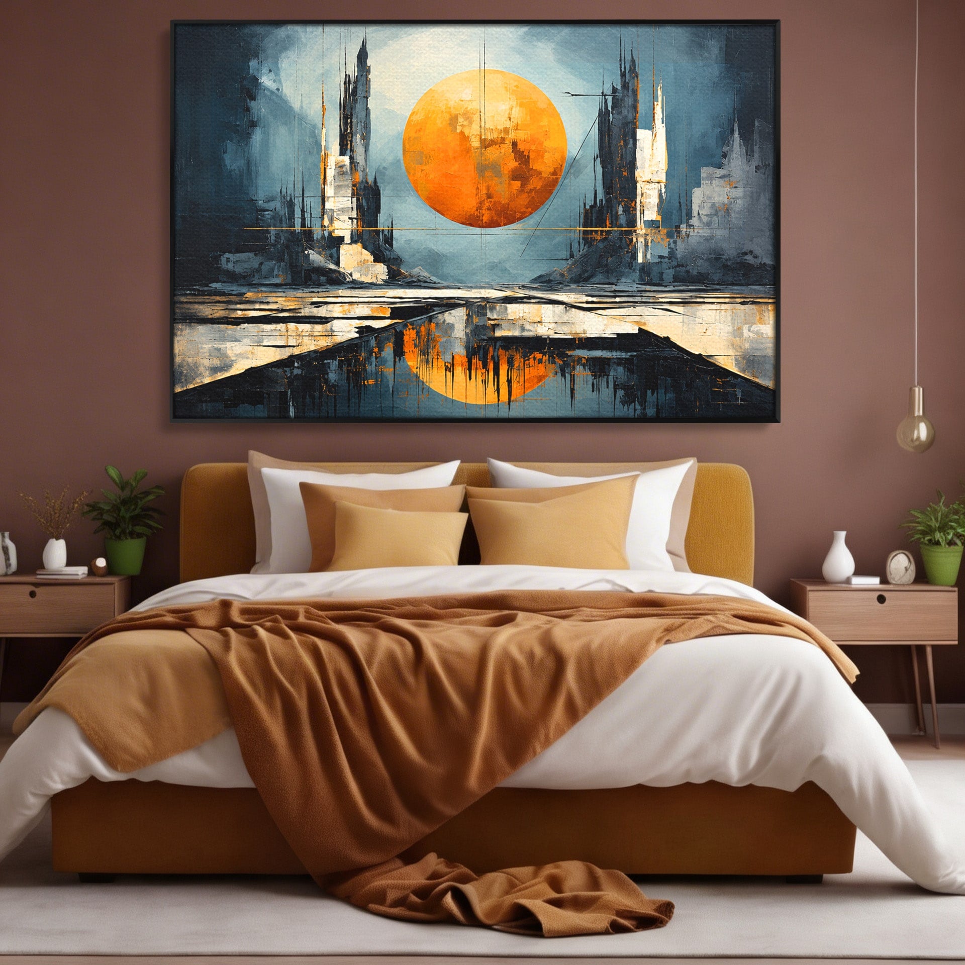 Tablou Canvas Premium LuxCanva® O1068, Orasul Apocaliptic, Oras, Apocaliptic, Peisaj, Futurist, Dormitor, Culori Vibrante
