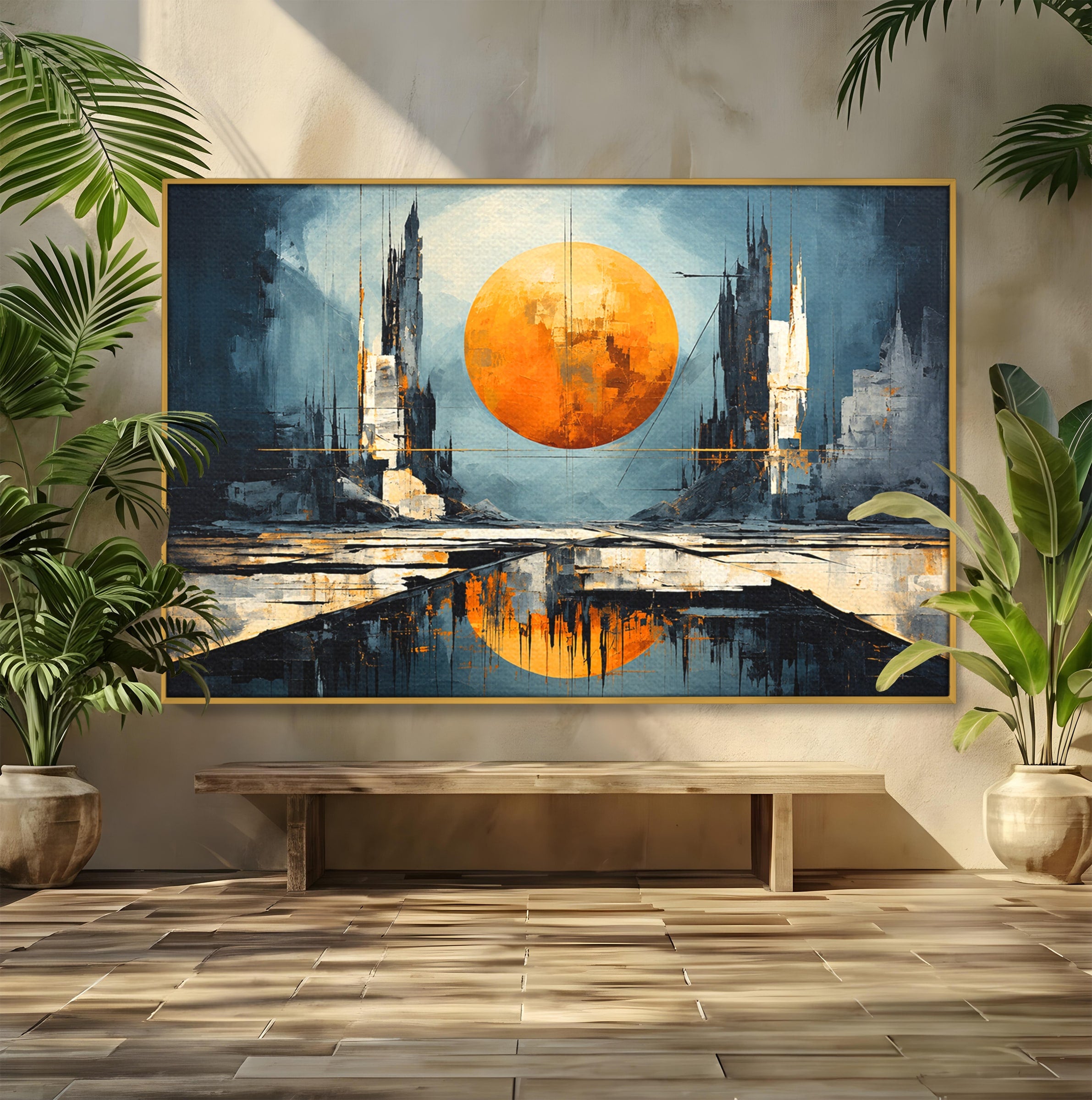 Tablou Canvas Premium LuxCanva® O1068, Orasul Apocaliptic, Oras, Apocaliptic, Peisaj, Futurist, Dormitor, Culori Vibrante