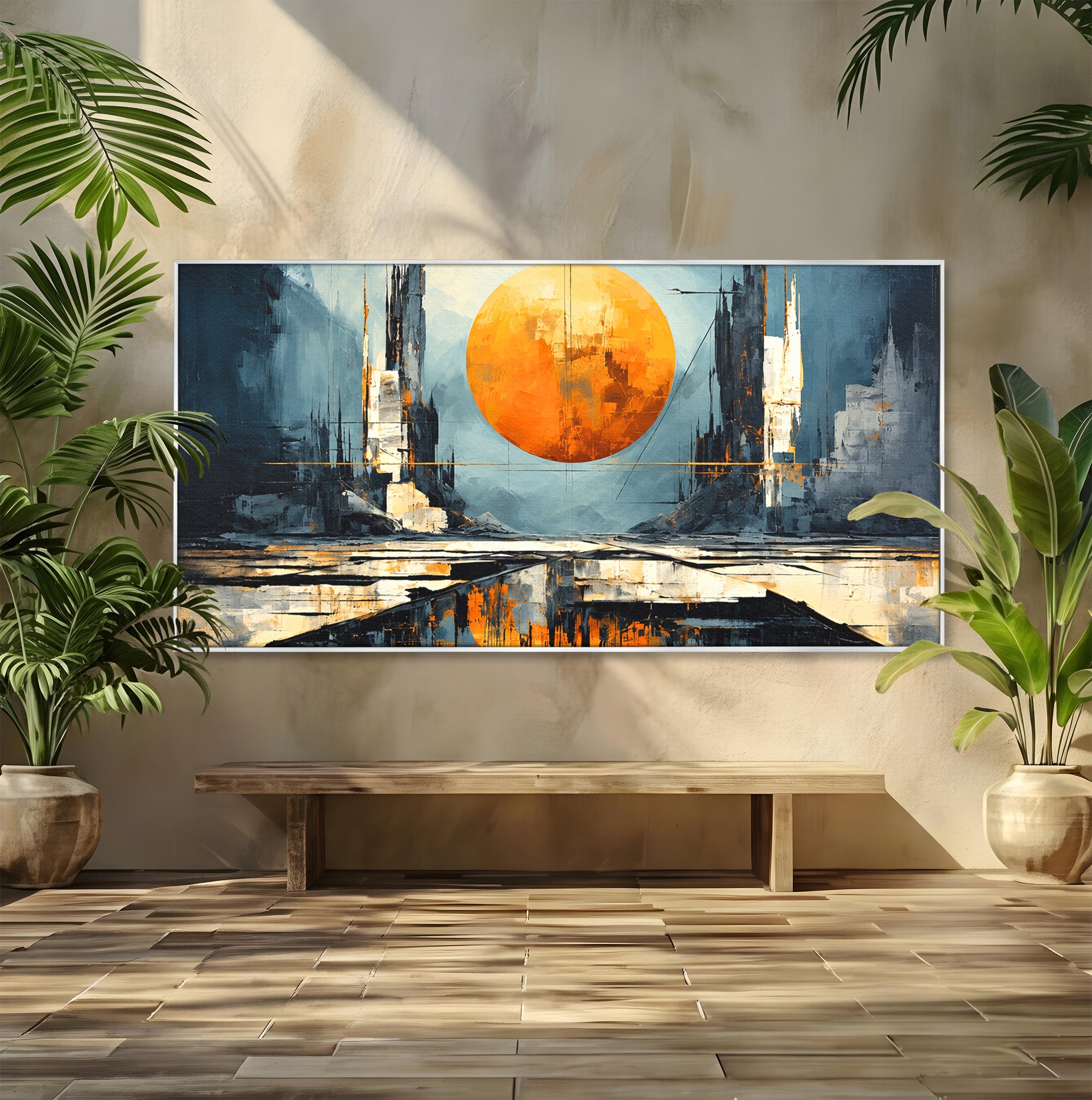 Tablou Canvas Premium LuxCanva® O1068, Orasul Apocaliptic, Oras, Apocaliptic, Peisaj, Futurist, Dormitor, Culori Vibrante