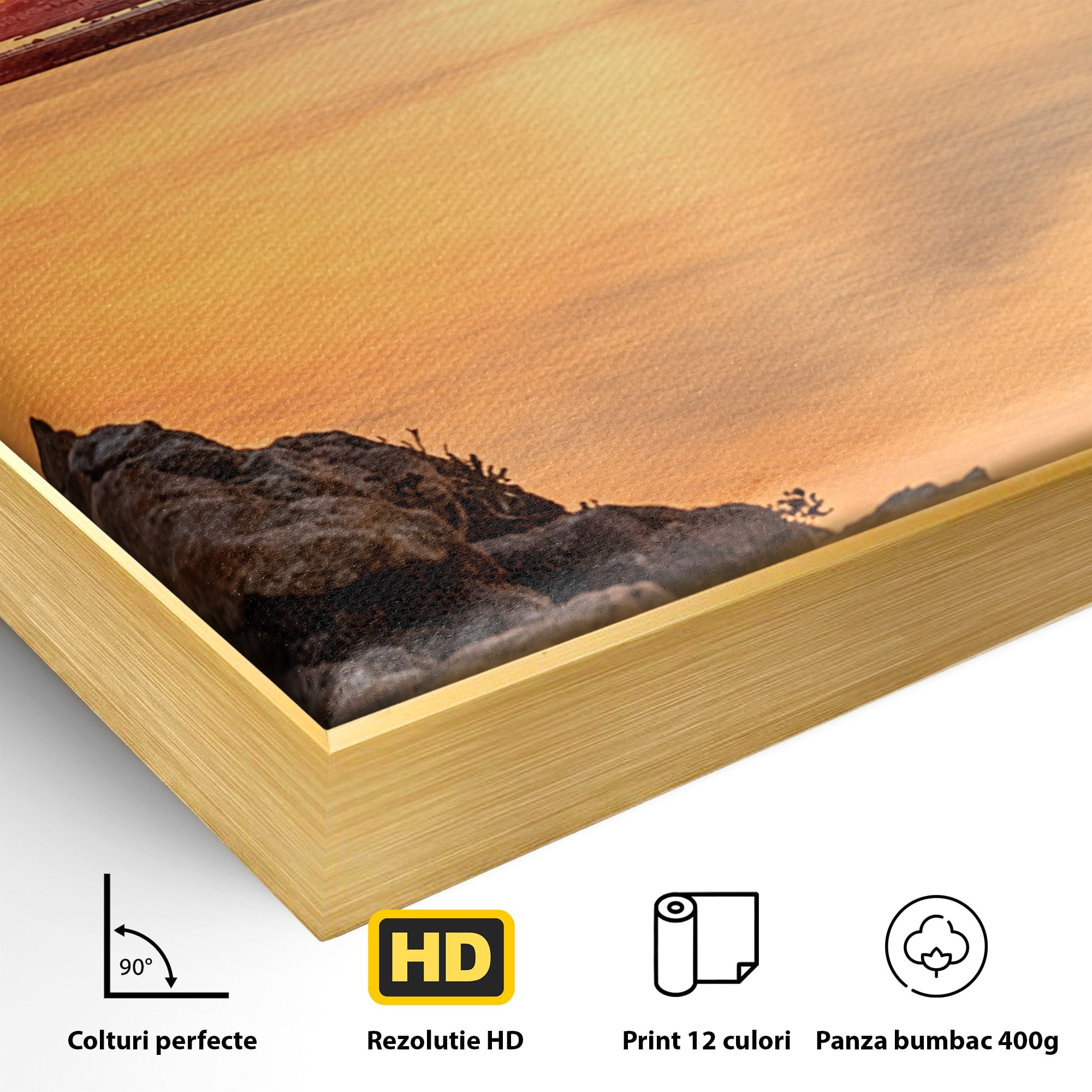 Tablou Canvas Premium LuxCanva® O1070, Apus Pitoresc Mediteranean, Apus, Mare, Oras, Peisaj, Living, Culori Vibrante
