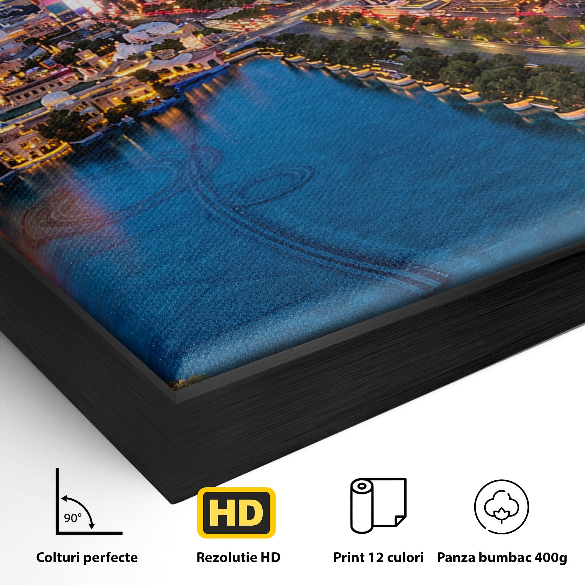 Tablou Canvas Premium LuxCanva® O1074, Panorama Las Vegas, Las Vegas, Oras, Peisaj Urban, Luminat, Seara, Living, Birou, Culori Vibrante