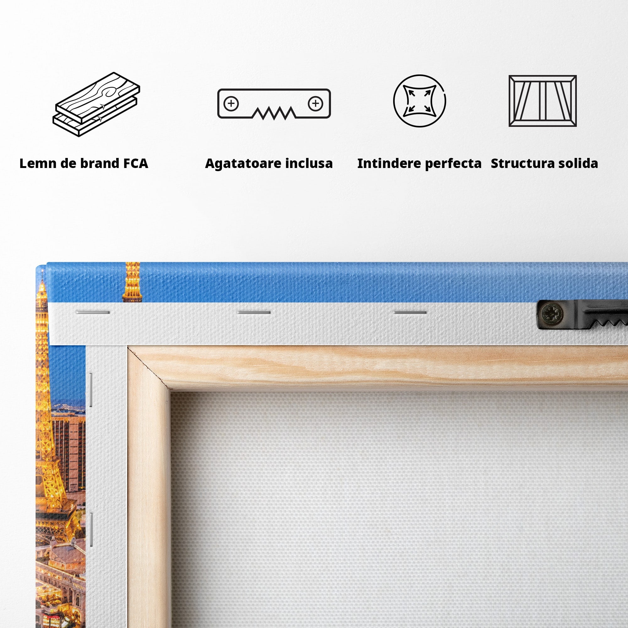 Tablou Canvas Premium LuxCanva® O1074, Panorama Las Vegas, Las Vegas, Oras, Peisaj Urban, Luminat, Seara, Living, Birou, Culori Vibrante