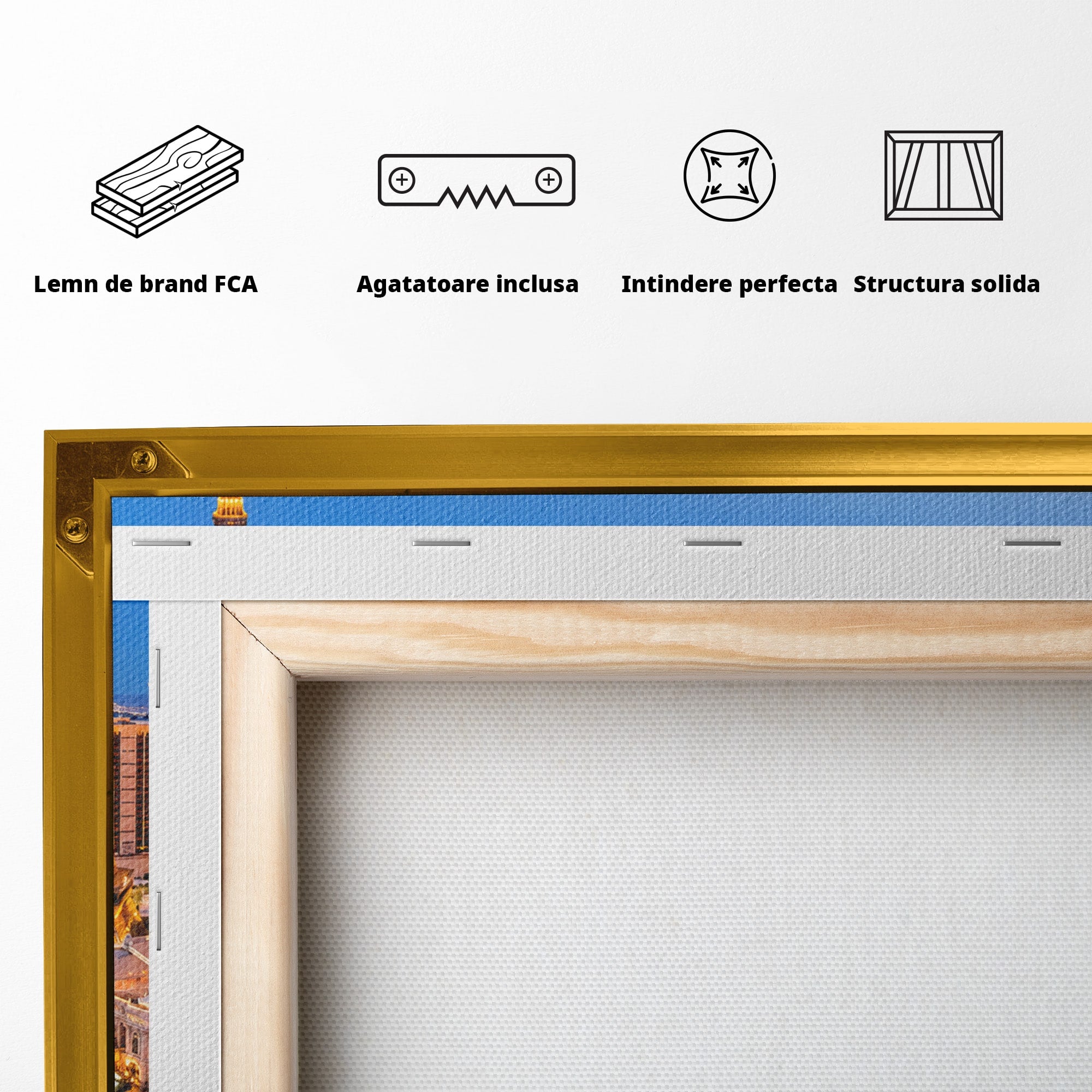 Tablou Canvas Premium LuxCanva® O1074, Panorama Las Vegas, Las Vegas, Oras, Peisaj Urban, Luminat, Seara, Living, Birou, Culori Vibrante