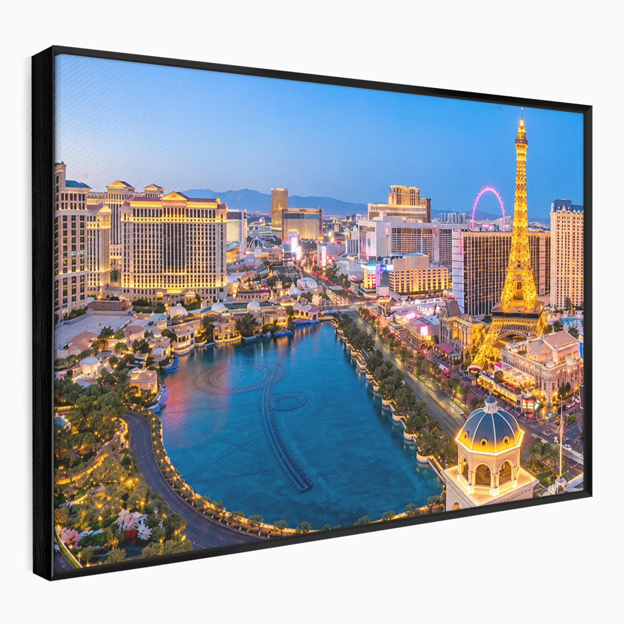 Tablou Canvas Premium LuxCanva® O1074, Panorama Las Vegas, Las Vegas, Oras, Peisaj Urban, Luminat, Seara, Living, Birou, Culori Vibrante