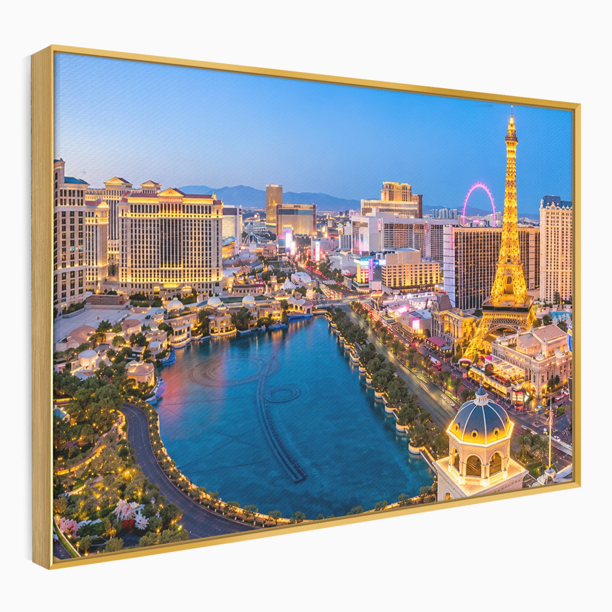 Tablou Canvas Premium LuxCanva® O1074, Panorama Las Vegas, Las Vegas, Oras, Peisaj Urban, Luminat, Seara, Living, Birou, Culori Vibrante