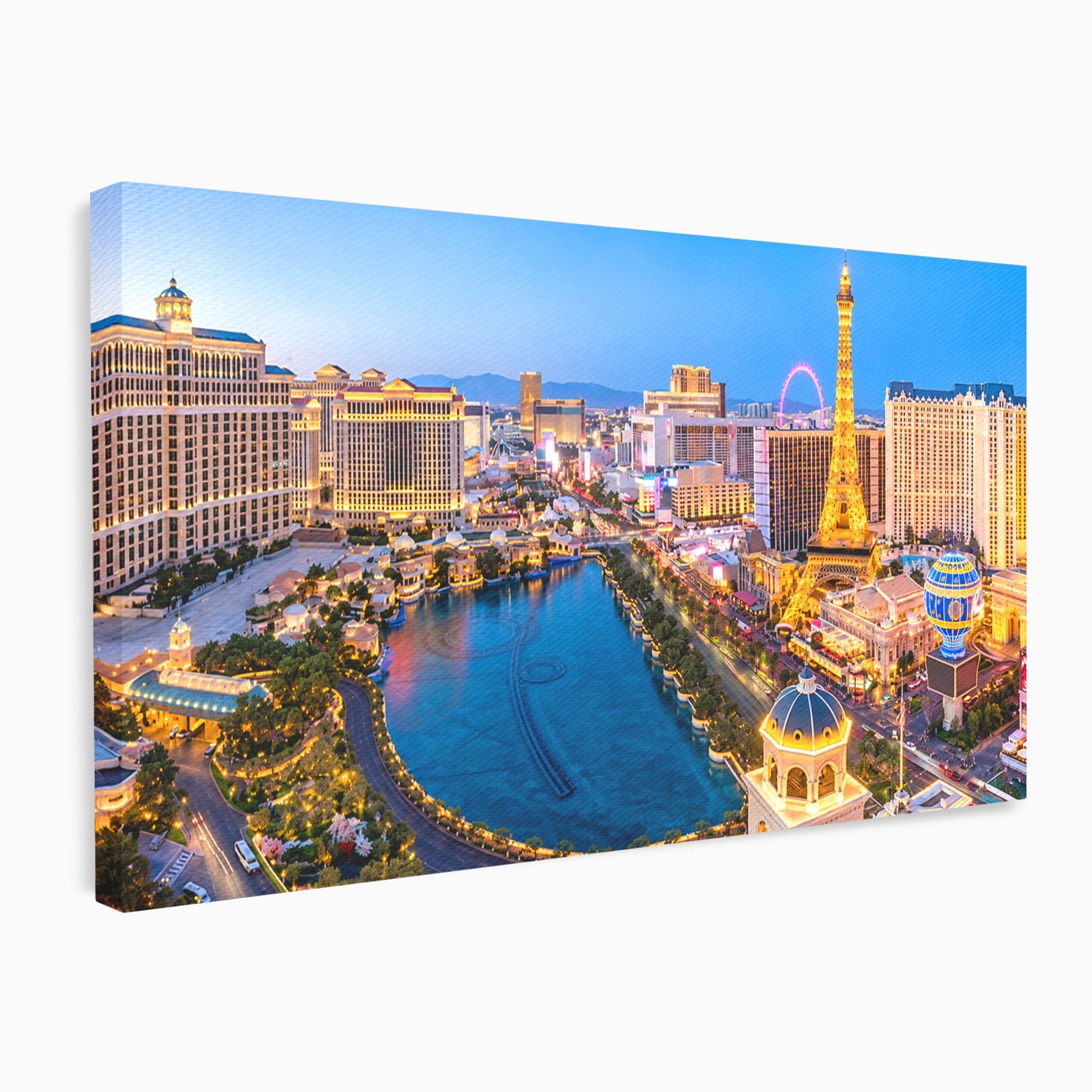 Tablou Canvas Premium LuxCanva® O1074, Panorama Las Vegas, Las Vegas, Oras, Peisaj Urban, Luminat, Seara, Living, Birou, Culori Vibrante