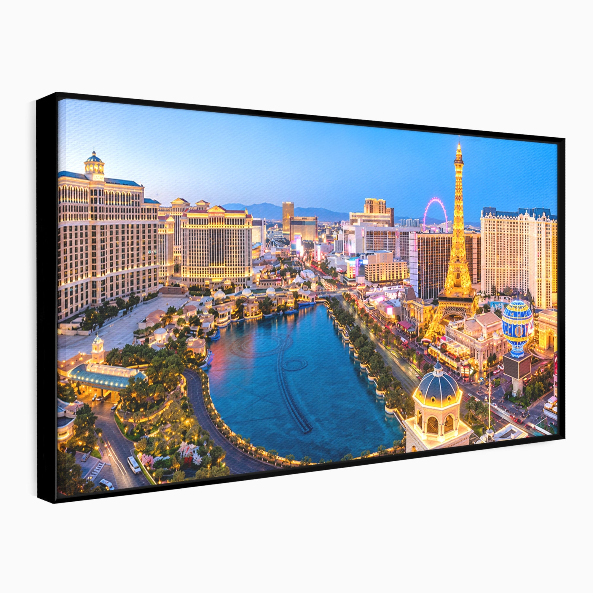 Tablou Canvas Premium LuxCanva® O1074, Panorama Las Vegas, Las Vegas, Oras, Peisaj Urban, Luminat, Seara, Living, Birou, Culori Vibrante