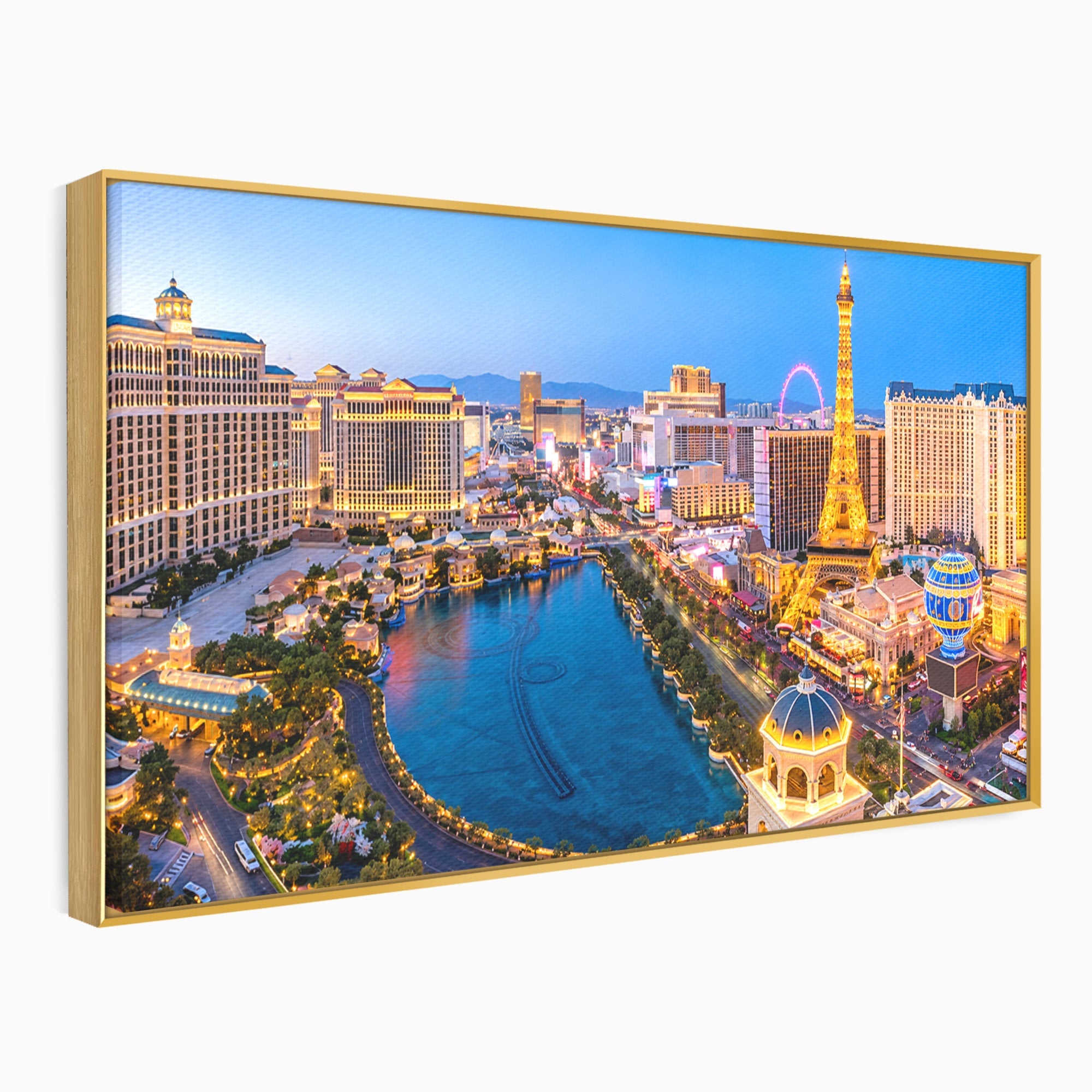 Tablou Canvas Premium LuxCanva® O1074, Panorama Las Vegas, Las Vegas, Oras, Peisaj Urban, Luminat, Seara, Living, Birou, Culori Vibrante