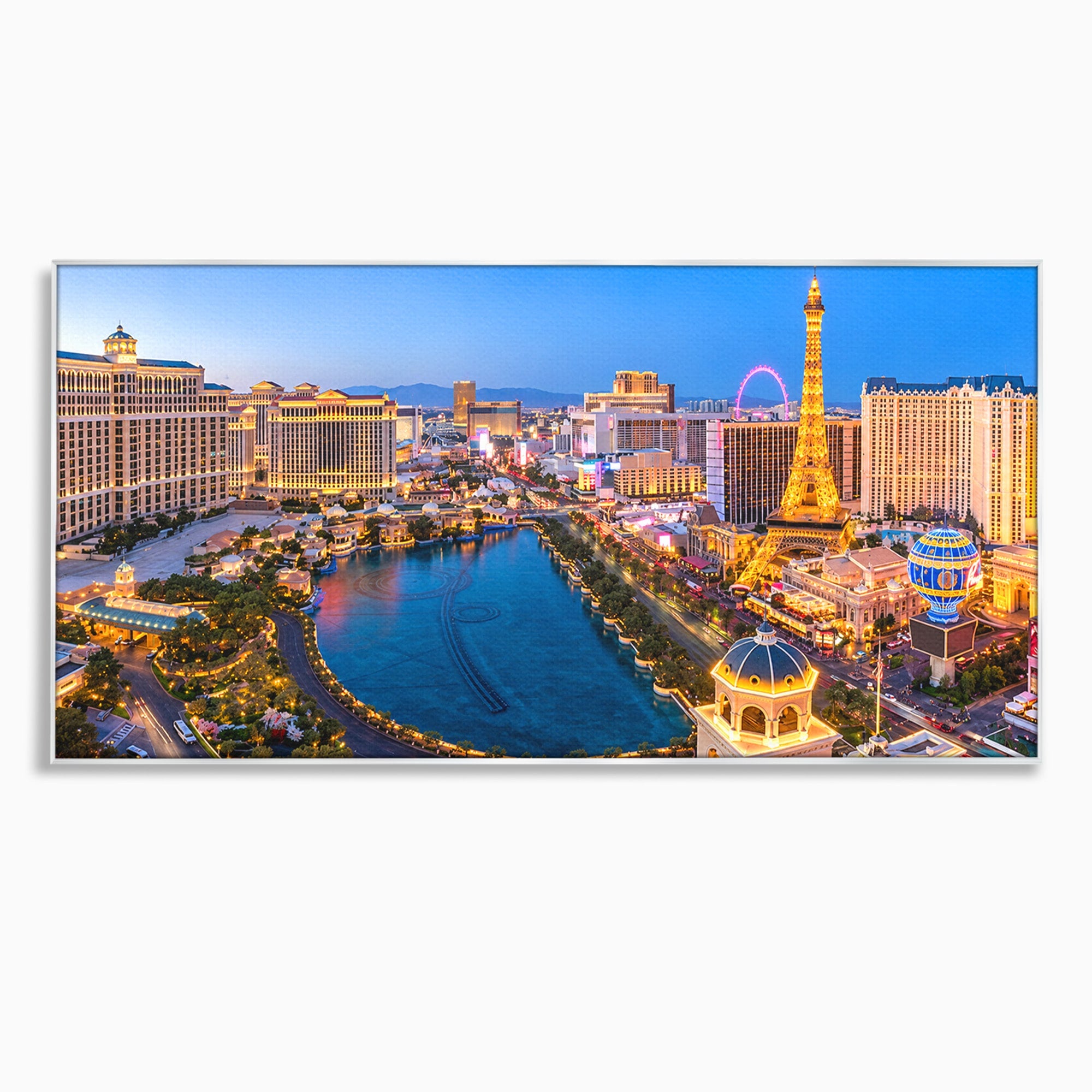 Tablou Canvas Premium LuxCanva® O1074, Panorama Las Vegas, Las Vegas, Oras, Peisaj Urban, Luminat, Seara, Living, Birou, Culori Vibrante