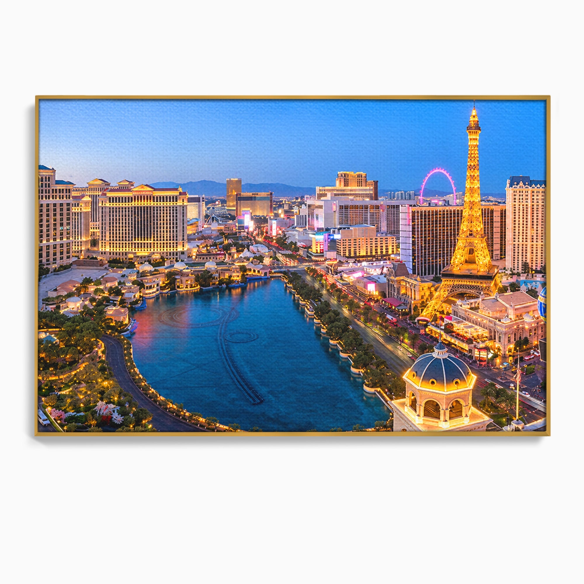 Tablou Canvas Premium LuxCanva® O1074, Panorama Las Vegas, Las Vegas, Oras, Peisaj Urban, Luminat, Seara, Living, Birou, Culori Vibrante