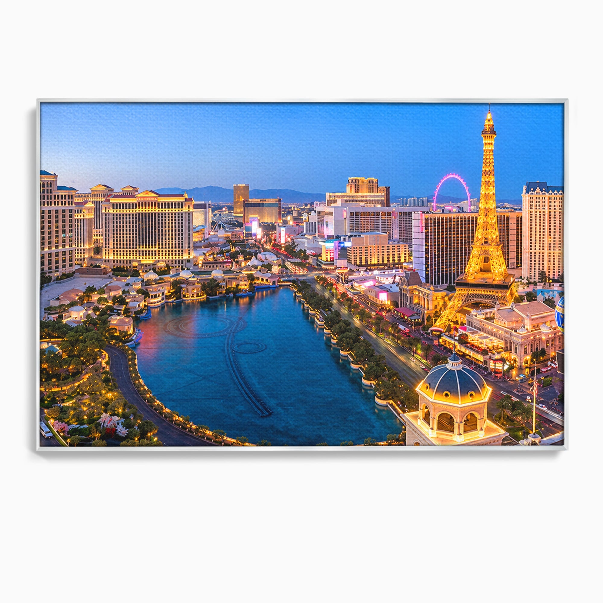 Tablou Canvas Premium LuxCanva® O1074, Panorama Las Vegas, Las Vegas, Oras, Peisaj Urban, Luminat, Seara, Living, Birou, Culori Vibrante