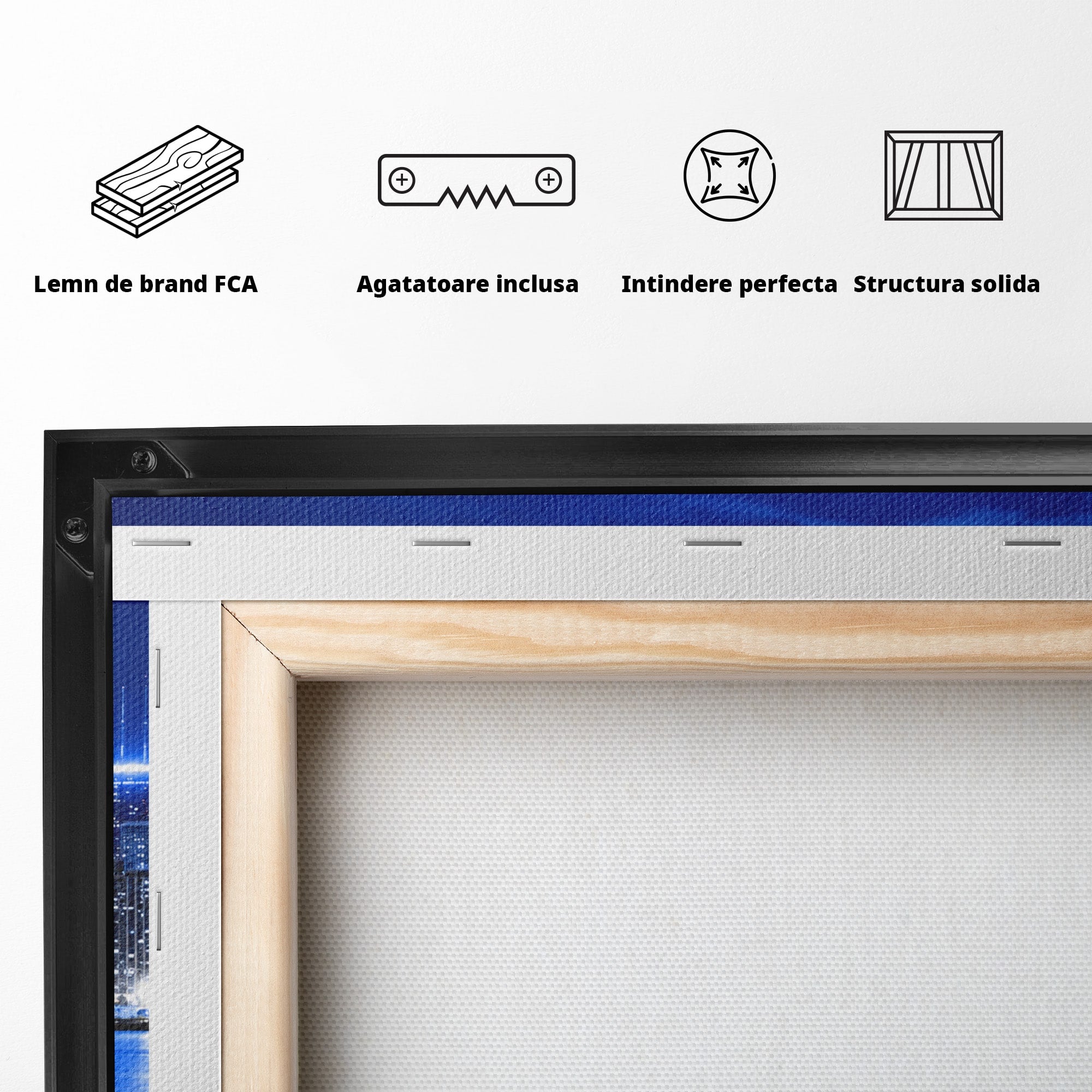 Tablou Canvas Premium LuxCanva® O1075, Oras Nocturn, Oras, Noapte, Peisaj Urban, Reflectii, Birou, Living, Culori Vibrante