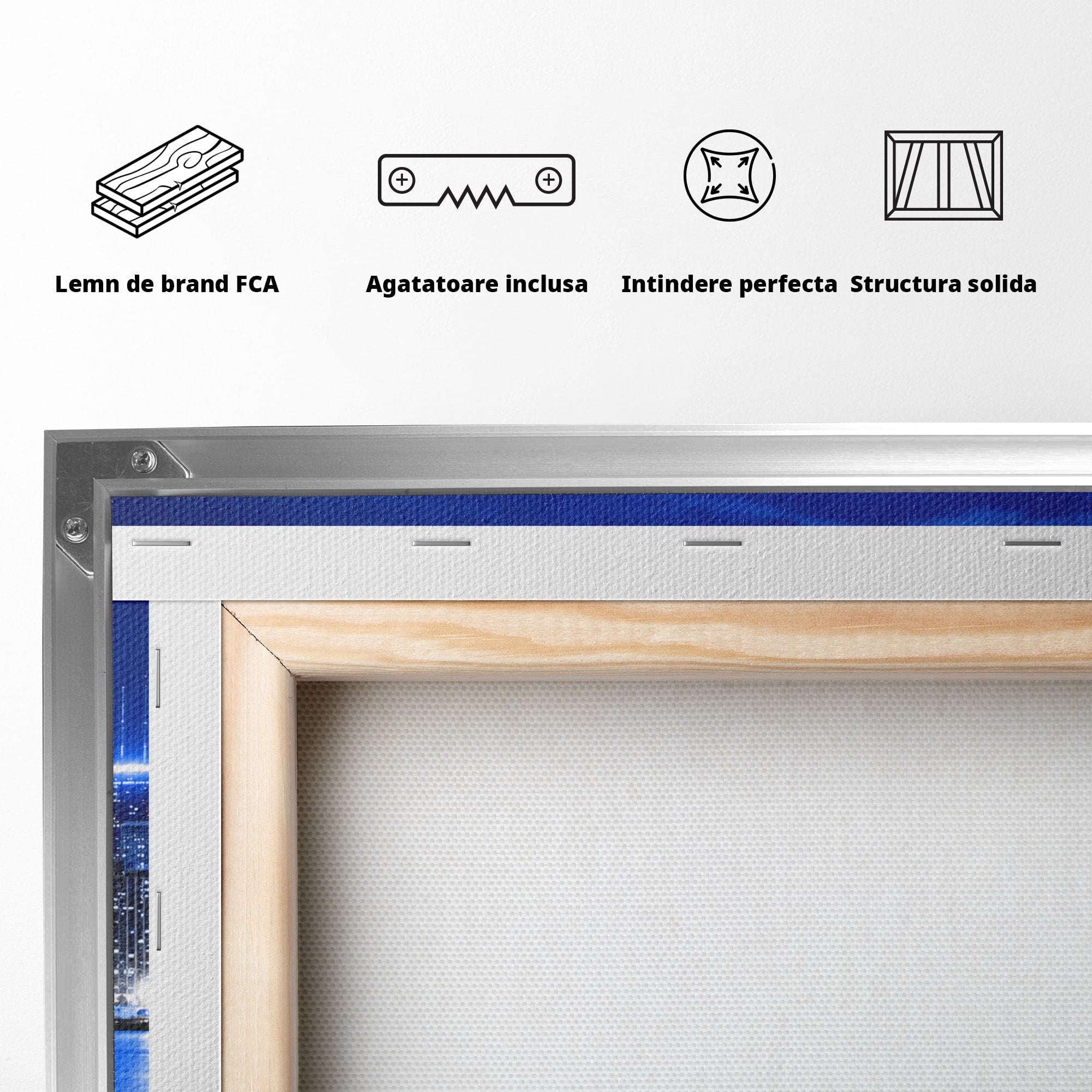 Tablou Canvas Premium LuxCanva® O1075, Oras Nocturn, Oras, Noapte, Peisaj Urban, Reflectii, Birou, Living, Culori Vibrante
