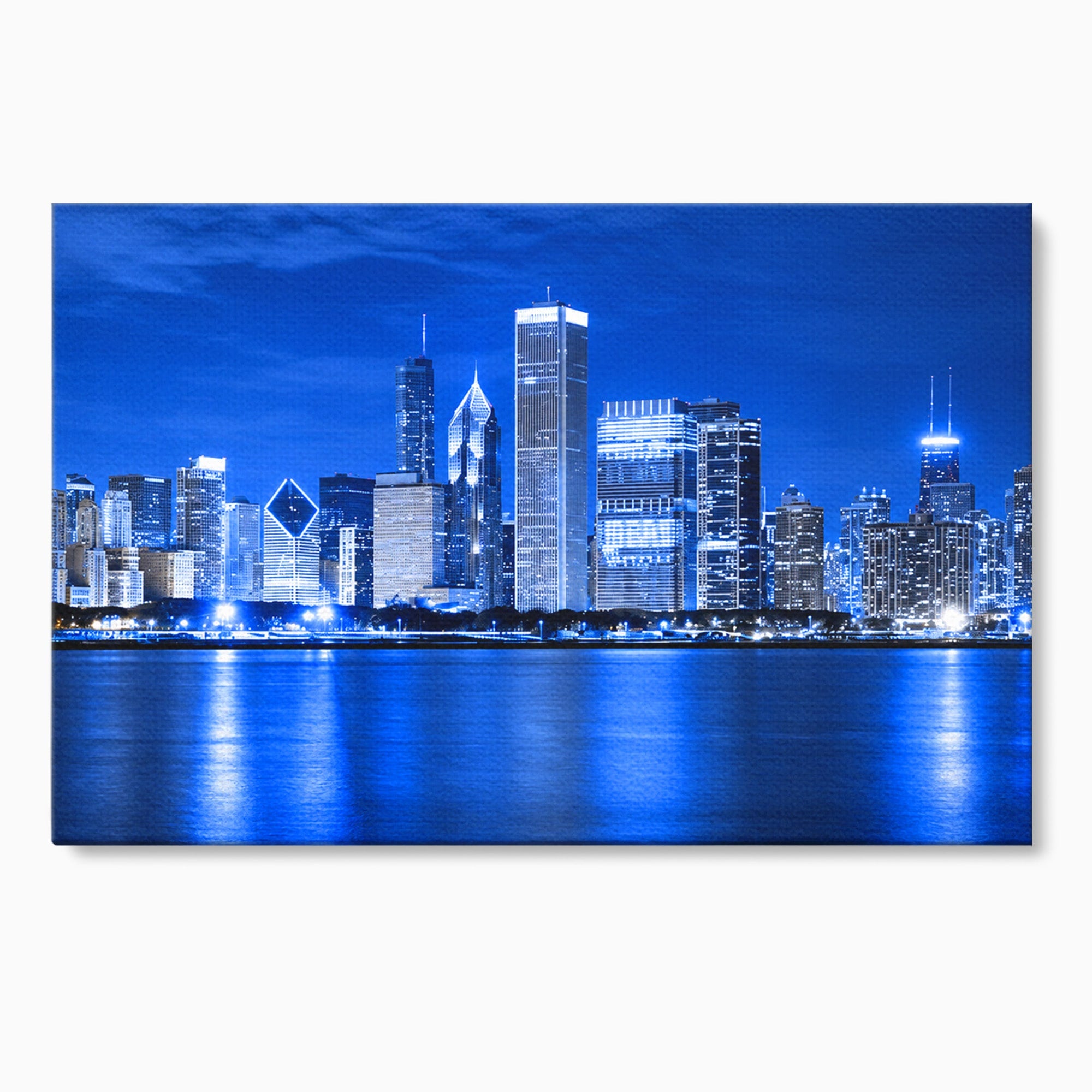 Tablou Canvas Premium LuxCanva® O1075, Oras Nocturn, Oras, Noapte, Peisaj Urban, Reflectii, Birou, Living, Culori Vibrante
