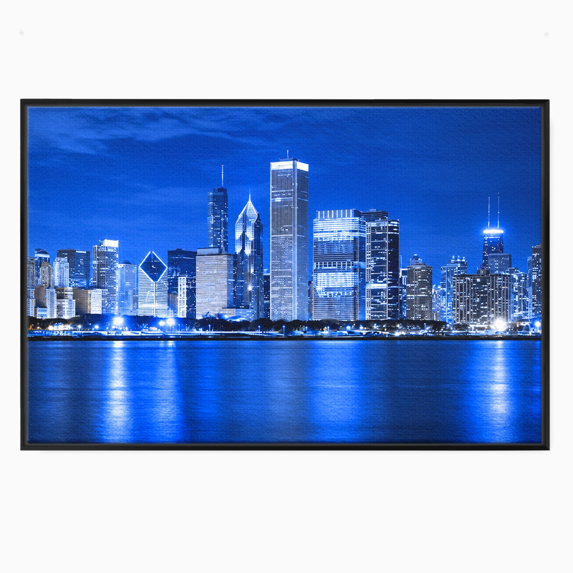 Tablou Canvas Premium LuxCanva® O1075, Oras Nocturn, Oras, Noapte, Peisaj Urban, Reflectii, Birou, Living, Culori Vibrante