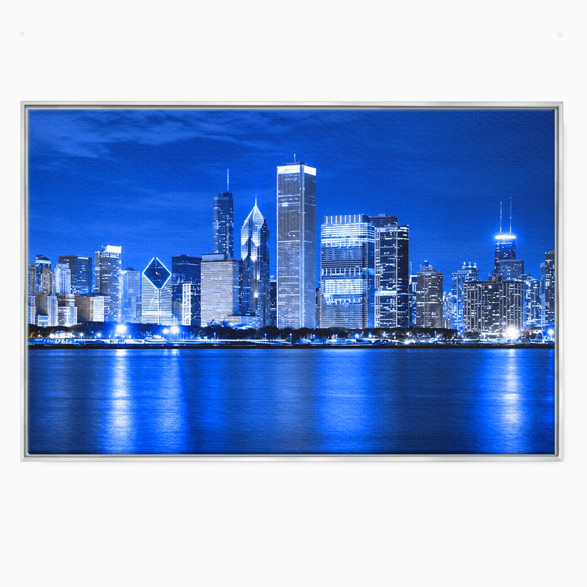 Tablou Canvas Premium LuxCanva® O1075, Oras Nocturn, Oras, Noapte, Peisaj Urban, Reflectii, Birou, Living, Culori Vibrante