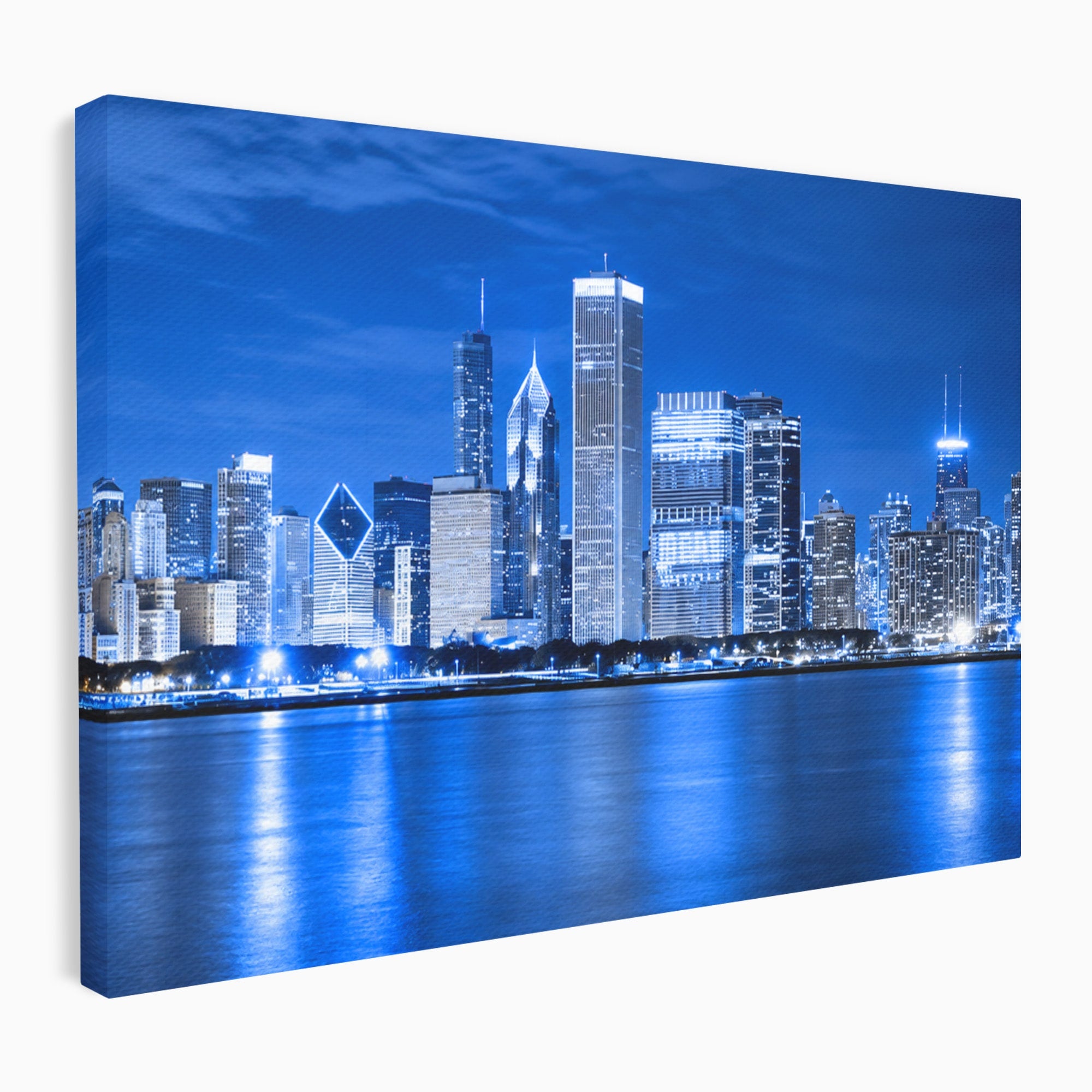 Tablou Canvas Premium LuxCanva® O1075, Oras Nocturn, Oras, Noapte, Peisaj Urban, Reflectii, Birou, Living, Culori Vibrante