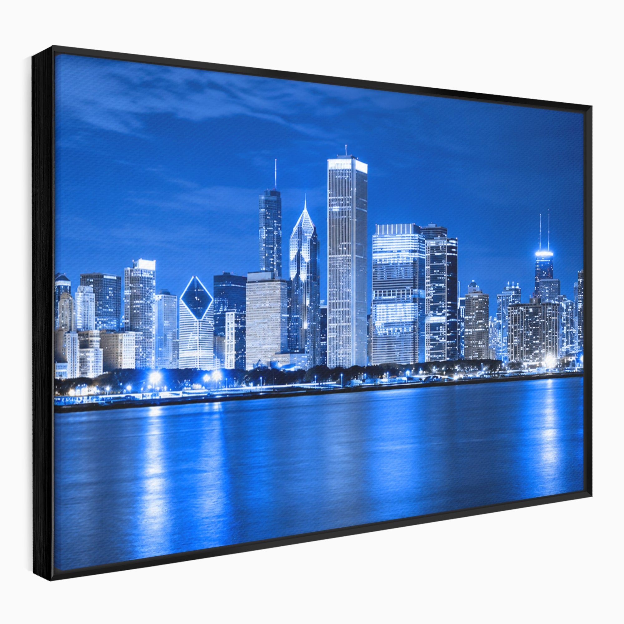 Tablou Canvas Premium LuxCanva® O1075, Oras Nocturn, Oras, Noapte, Peisaj Urban, Reflectii, Birou, Living, Culori Vibrante