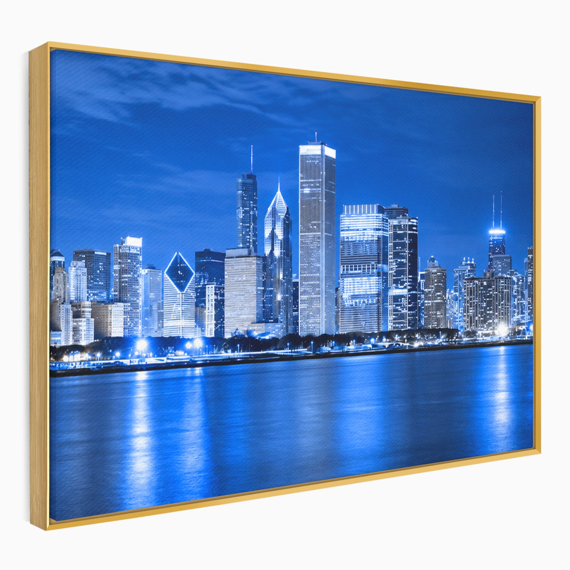 Tablou Canvas Premium LuxCanva® O1075, Oras Nocturn, Oras, Noapte, Peisaj Urban, Reflectii, Birou, Living, Culori Vibrante
