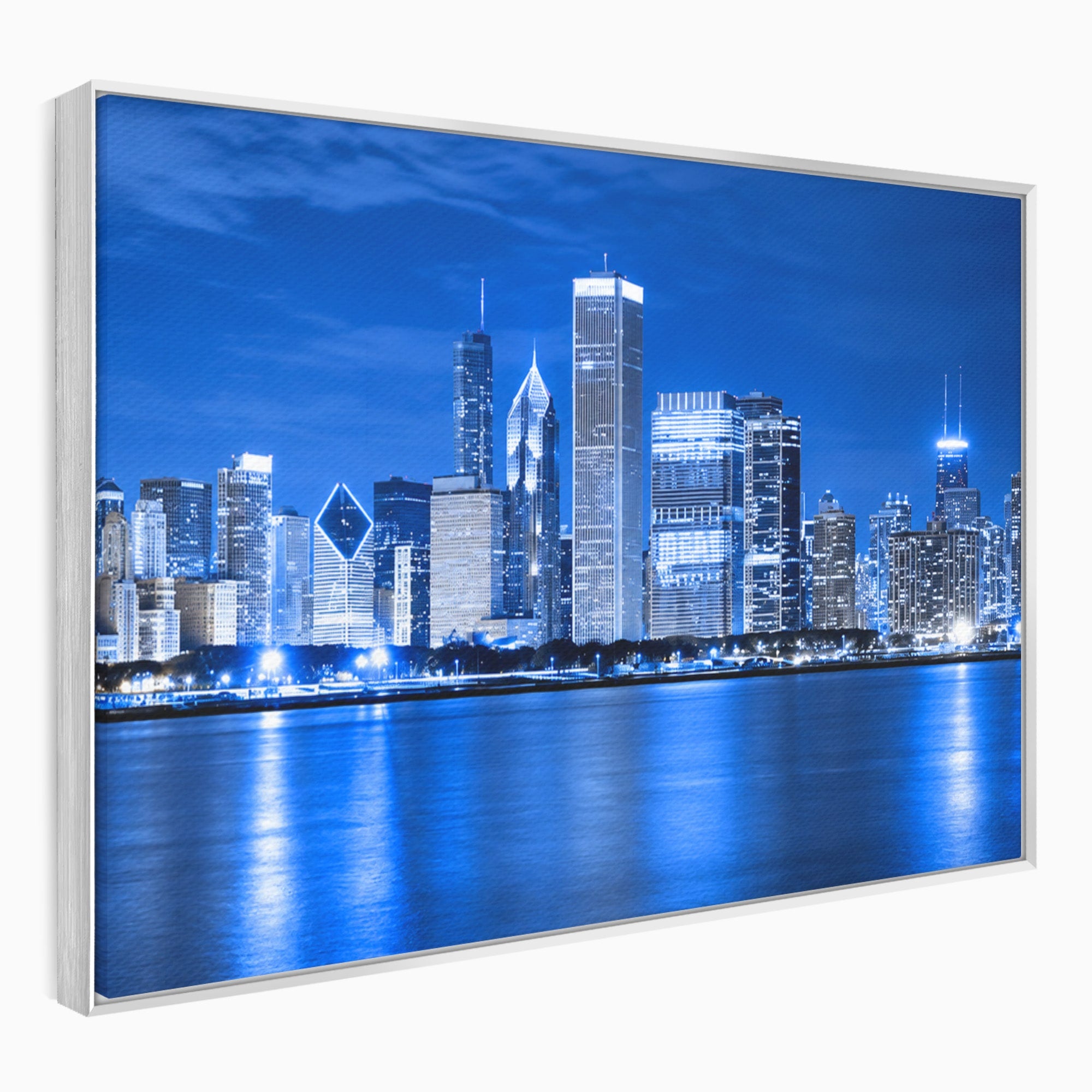 Tablou Canvas Premium LuxCanva® O1075, Oras Nocturn, Oras, Noapte, Peisaj Urban, Reflectii, Birou, Living, Culori Vibrante