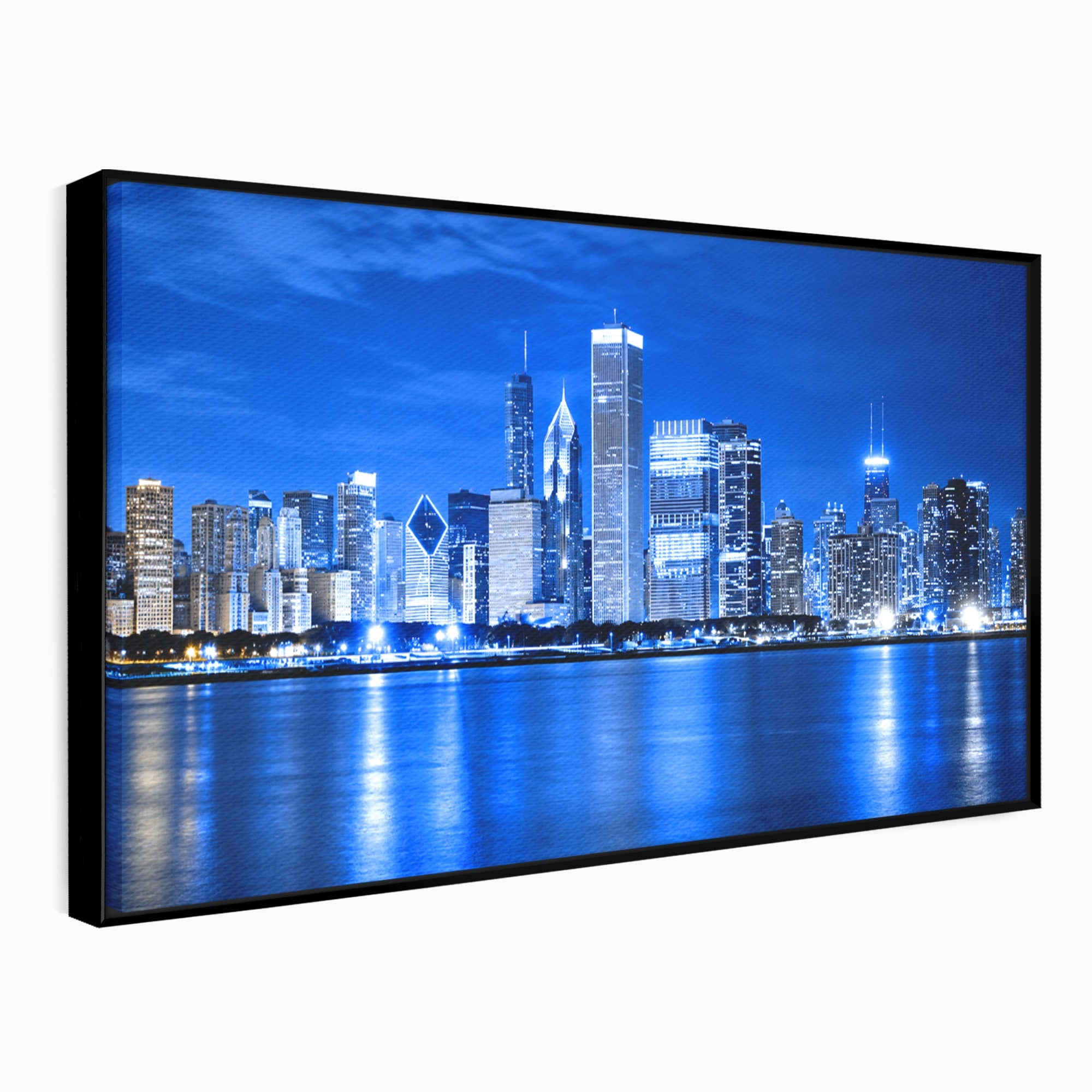 Tablou Canvas Premium LuxCanva® O1075, Oras Nocturn, Oras, Noapte, Peisaj Urban, Reflectii, Birou, Living, Culori Vibrante