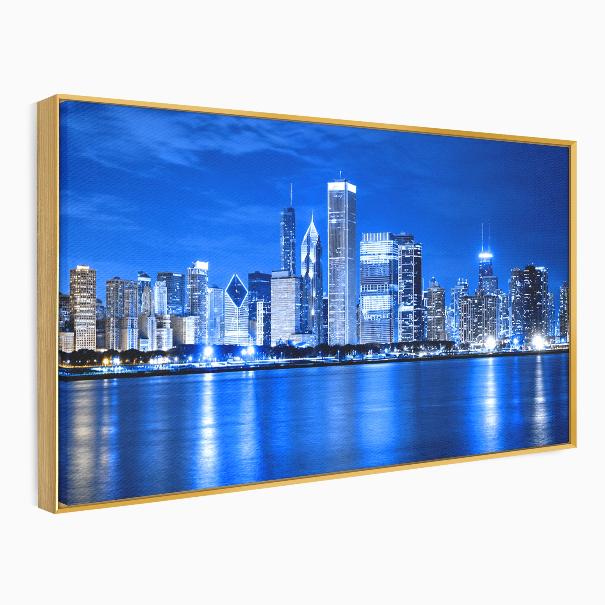Tablou Canvas Premium LuxCanva® O1075, Oras Nocturn, Oras, Noapte, Peisaj Urban, Reflectii, Birou, Living, Culori Vibrante