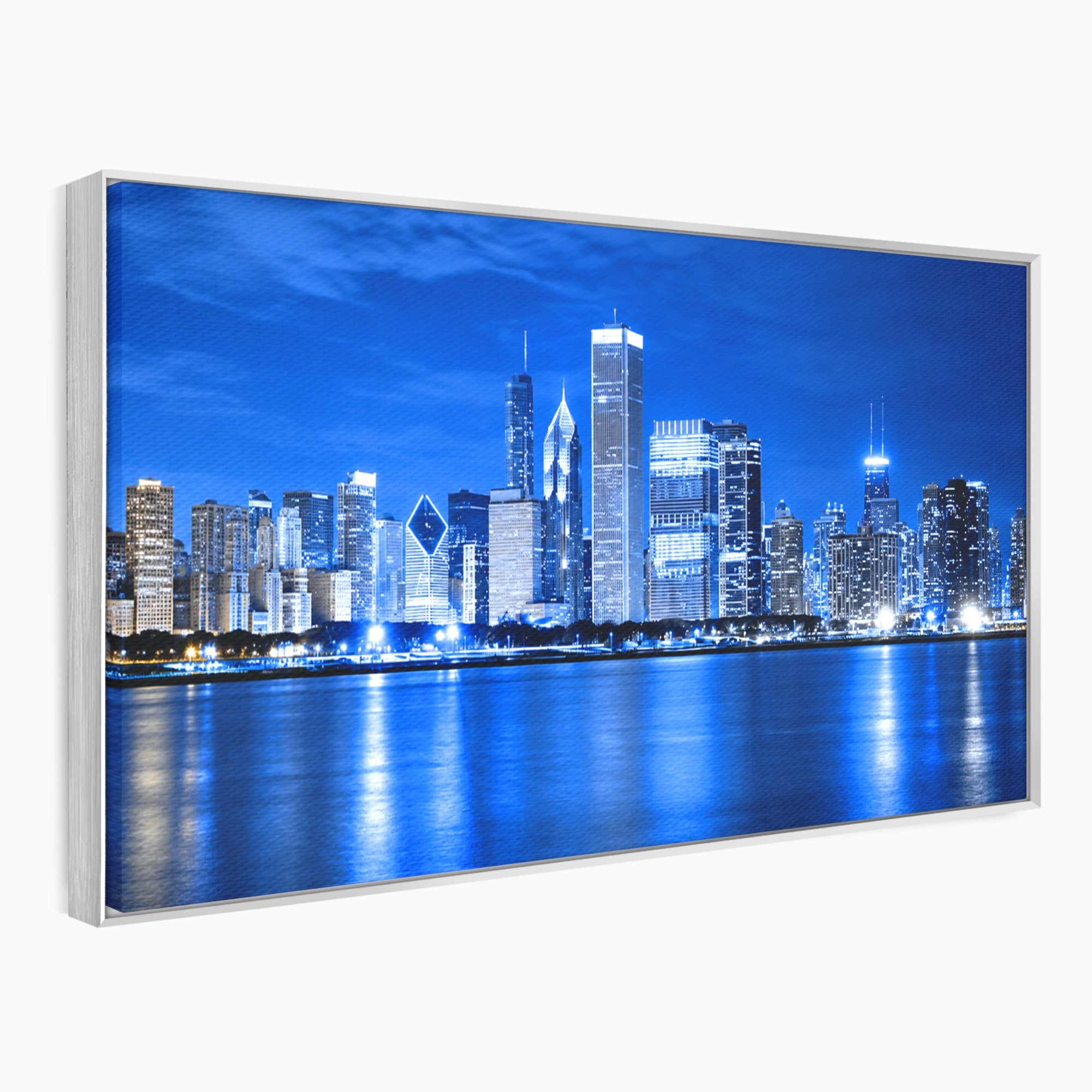 Tablou Canvas Premium LuxCanva® O1075, Oras Nocturn, Oras, Noapte, Peisaj Urban, Reflectii, Birou, Living, Culori Vibrante