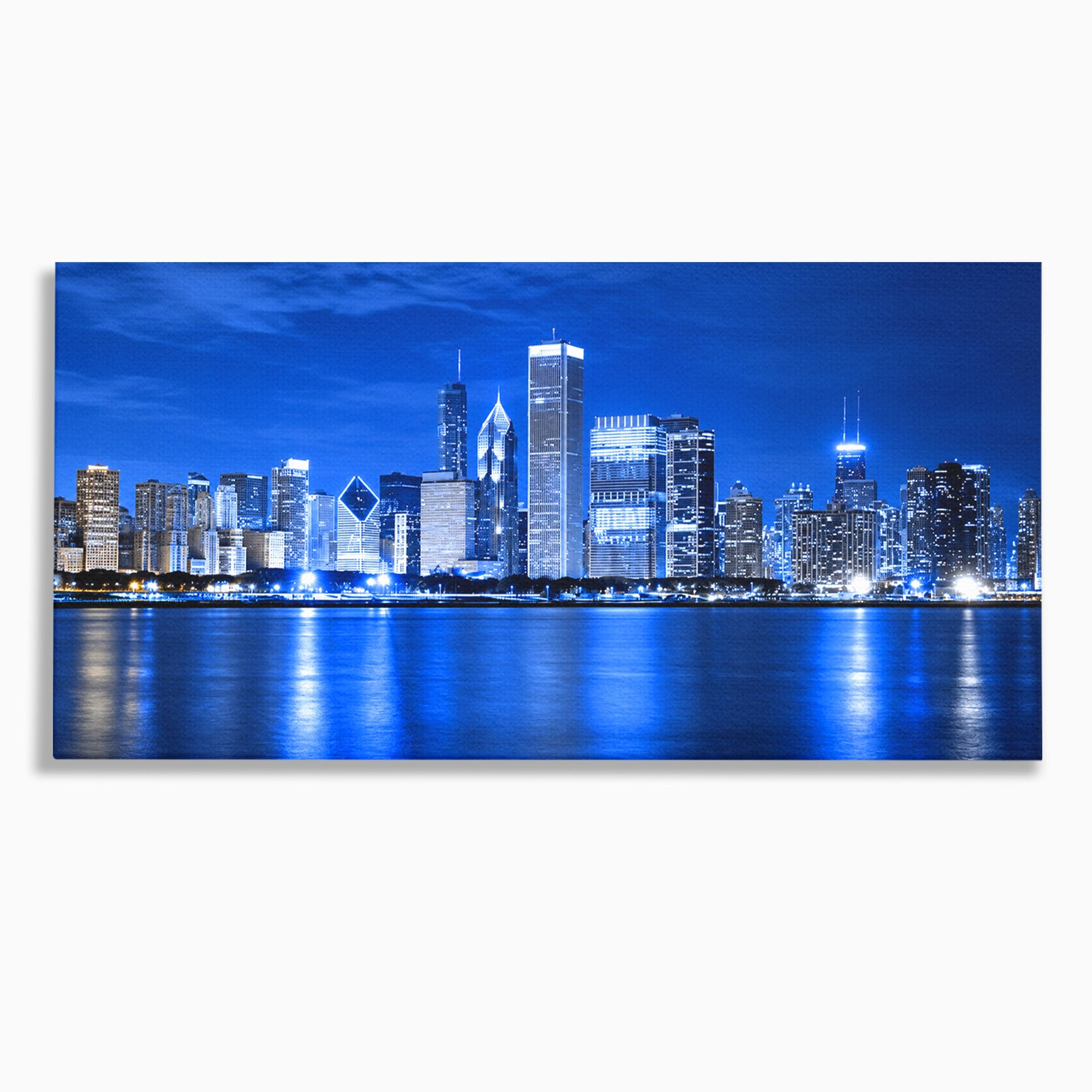 Tablou Canvas Premium LuxCanva® O1075, Oras Nocturn, Oras, Noapte, Peisaj Urban, Reflectii, Birou, Living, Culori Vibrante