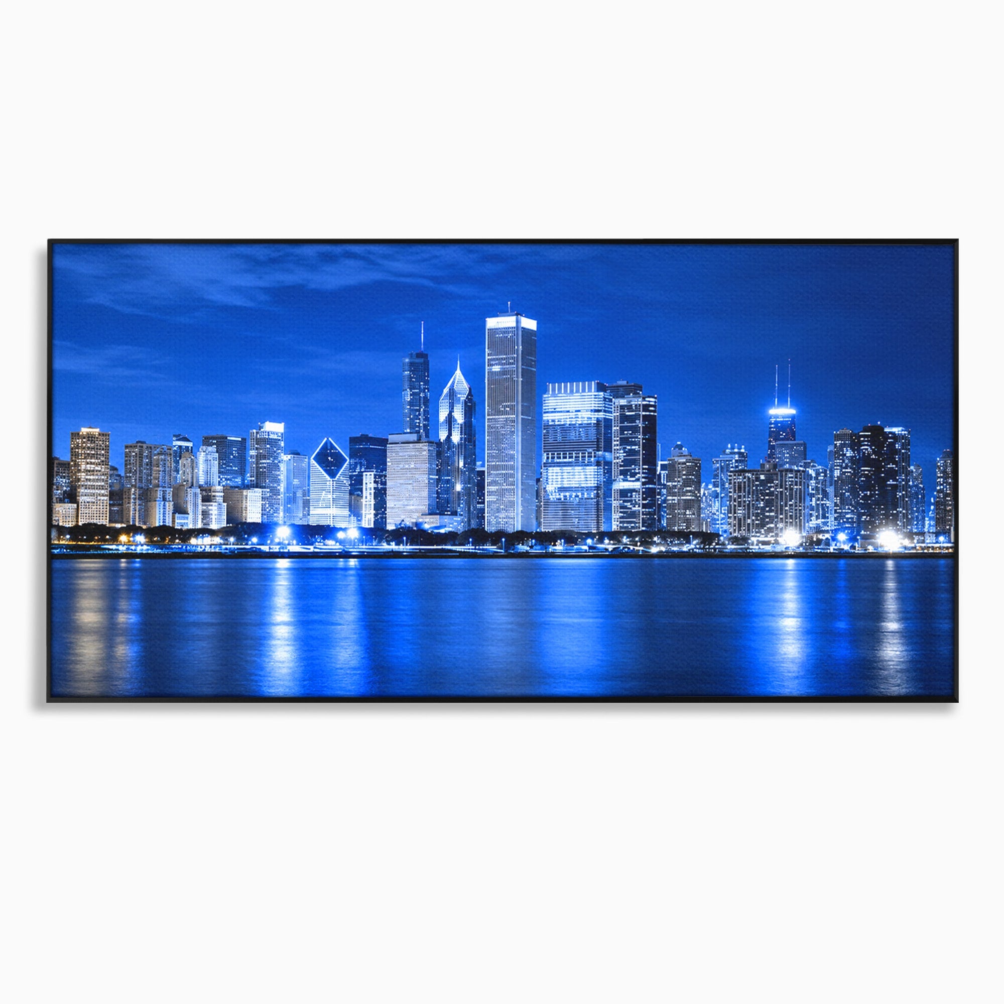 Tablou Canvas Premium LuxCanva® O1075, Oras Nocturn, Oras, Noapte, Peisaj Urban, Reflectii, Birou, Living, Culori Vibrante