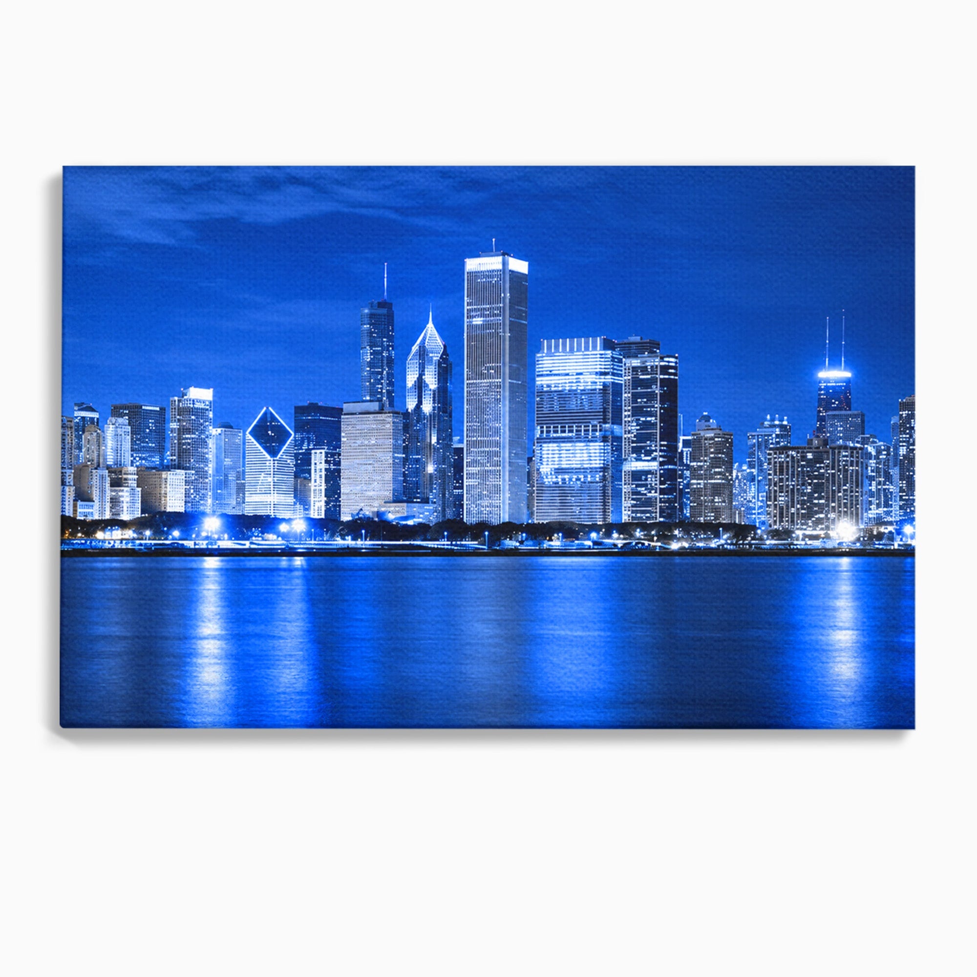 Tablou Canvas Premium LuxCanva® O1075, Oras Nocturn, Oras, Noapte, Peisaj Urban, Reflectii, Birou, Living, Culori Vibrante