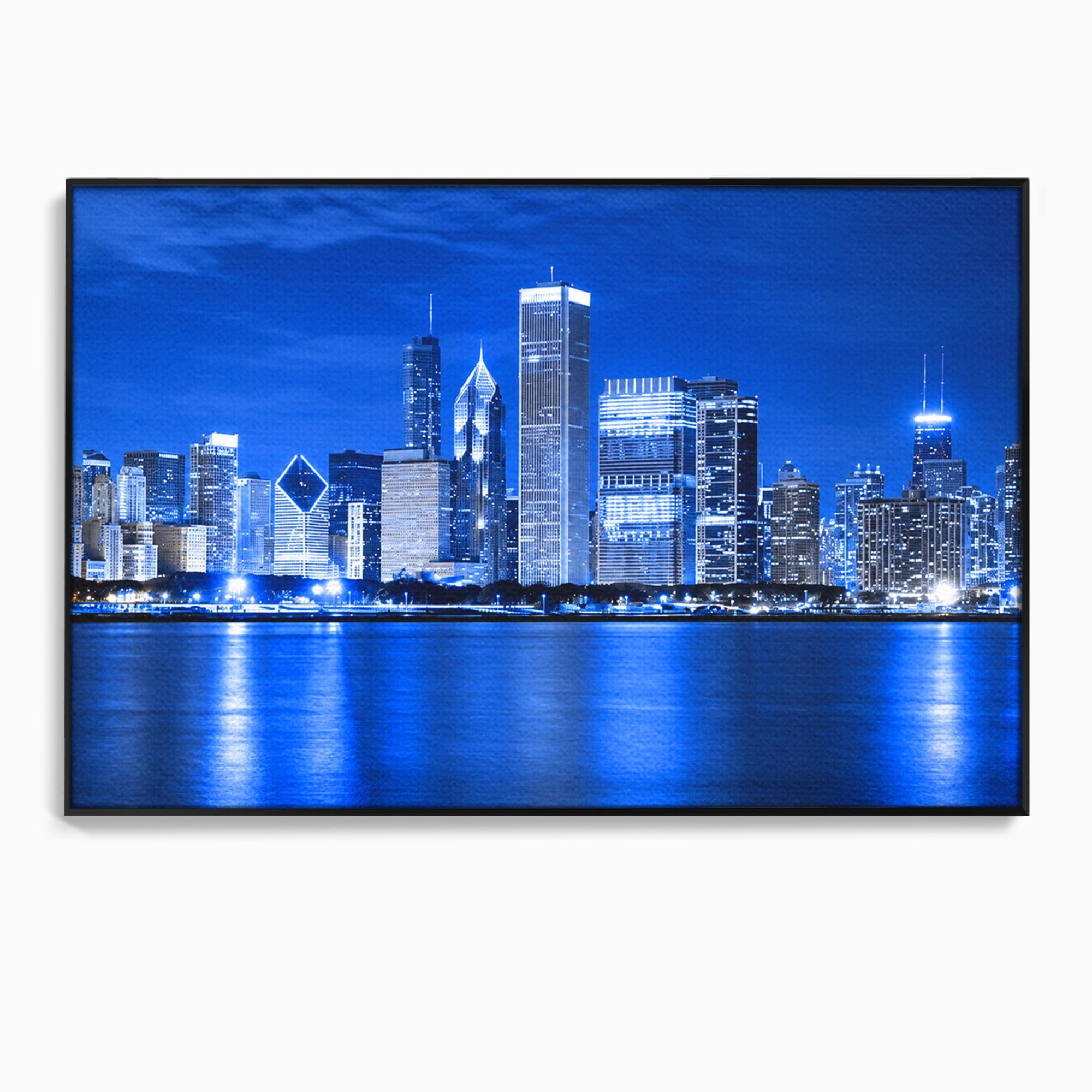 Tablou Canvas Premium LuxCanva® O1075, Oras Nocturn, Oras, Noapte, Peisaj Urban, Reflectii, Birou, Living, Culori Vibrante