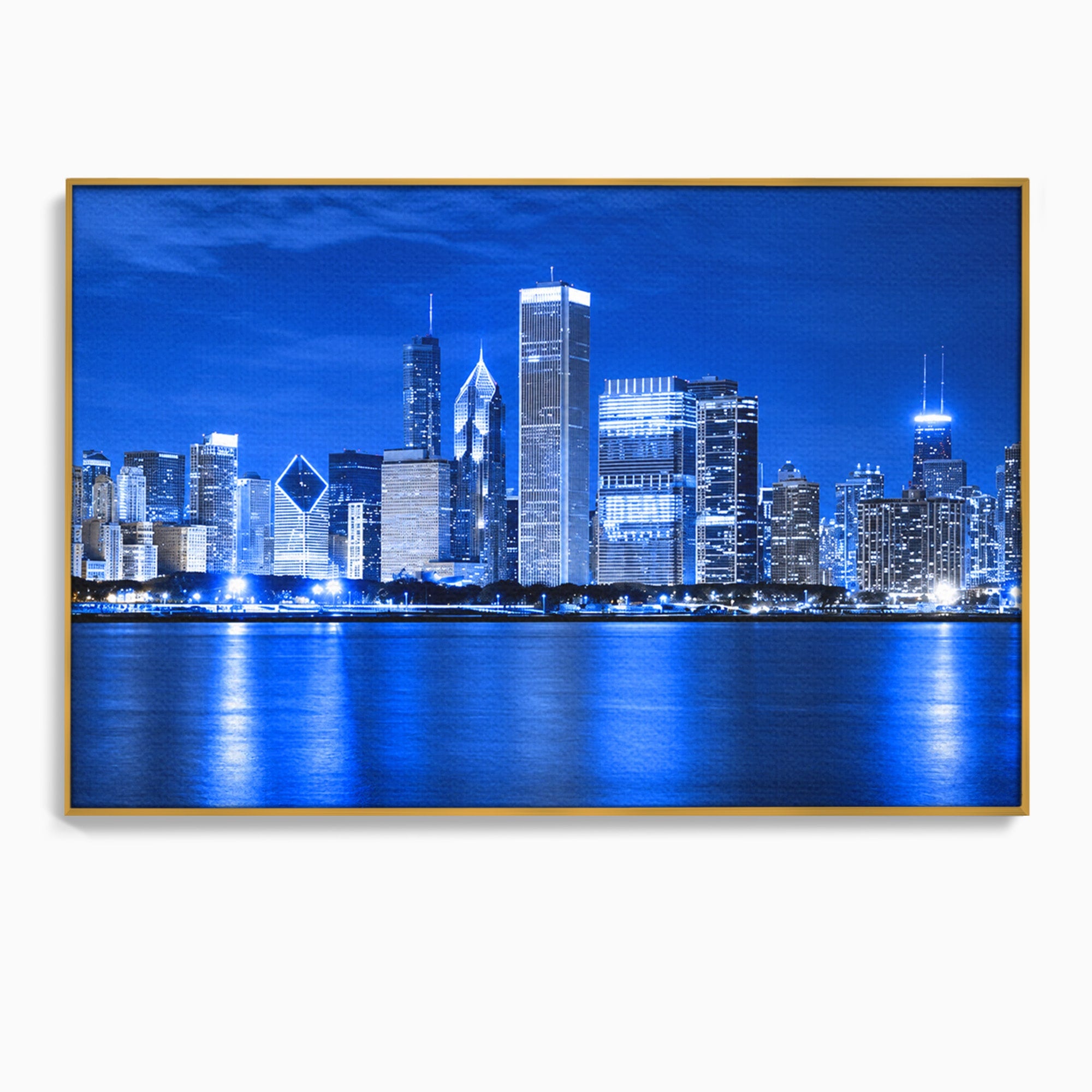 Tablou Canvas Premium LuxCanva® O1075, Oras Nocturn, Oras, Noapte, Peisaj Urban, Reflectii, Birou, Living, Culori Vibrante