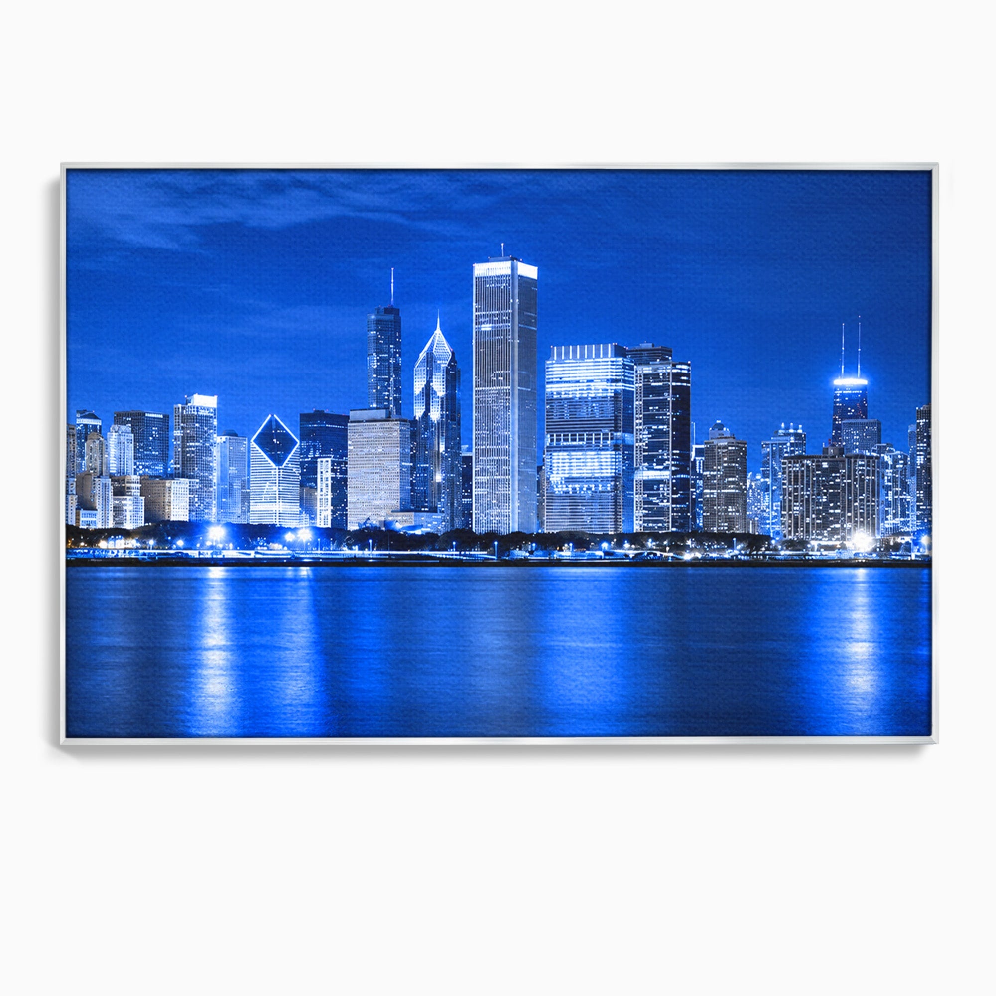 Tablou Canvas Premium LuxCanva® O1075, Oras Nocturn, Oras, Noapte, Peisaj Urban, Reflectii, Birou, Living, Culori Vibrante