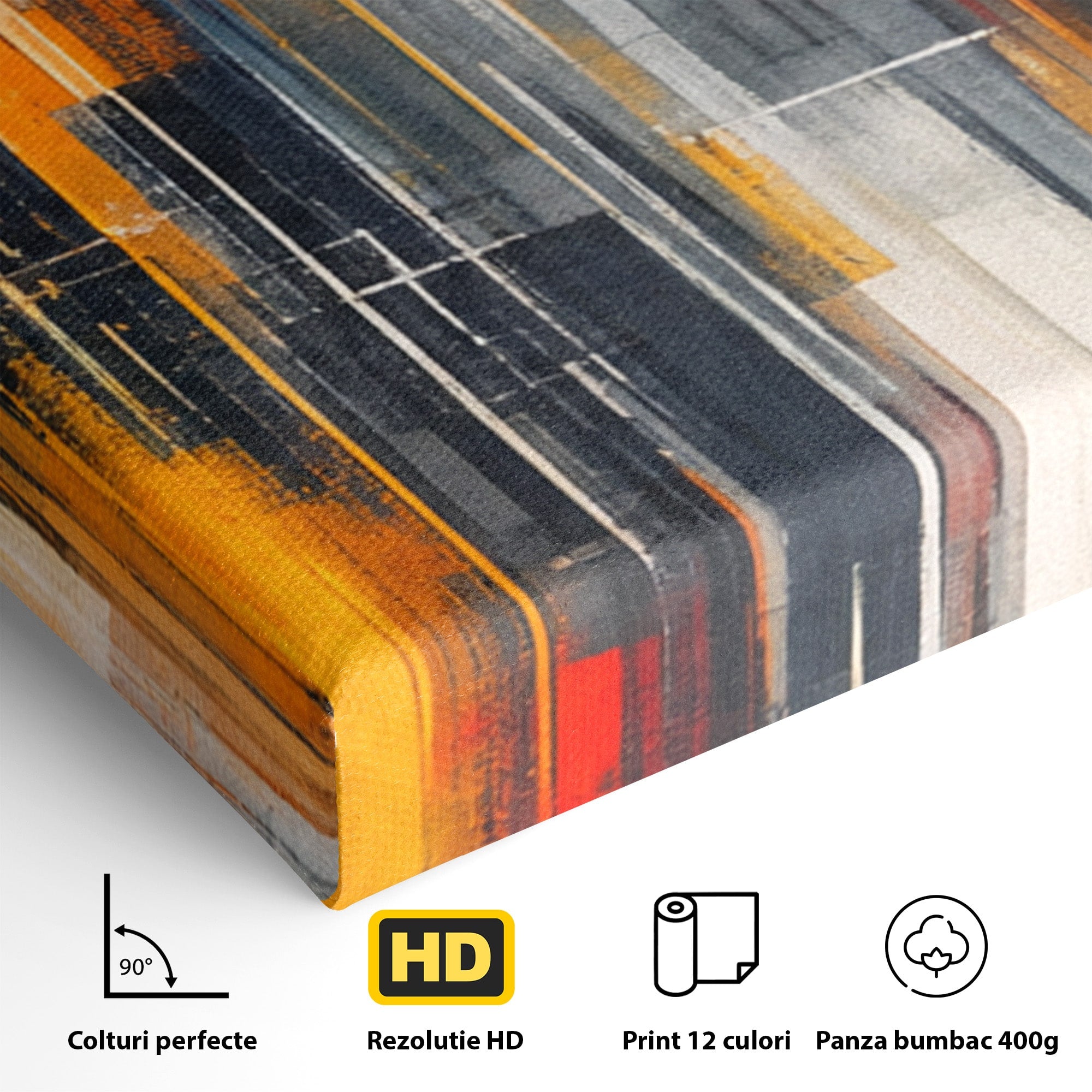 Set 3 Tablouri Canvas Premium LuxCanva® O3-1025, Fragmente de Infinit, Foc, Tacere, Adanc, Ecou, Timp, Destin, Ziduri, Labirint, Ardere, Fracturi, Apus, Umbre, Oras, Geometrii, Birou, Living, Dormitor