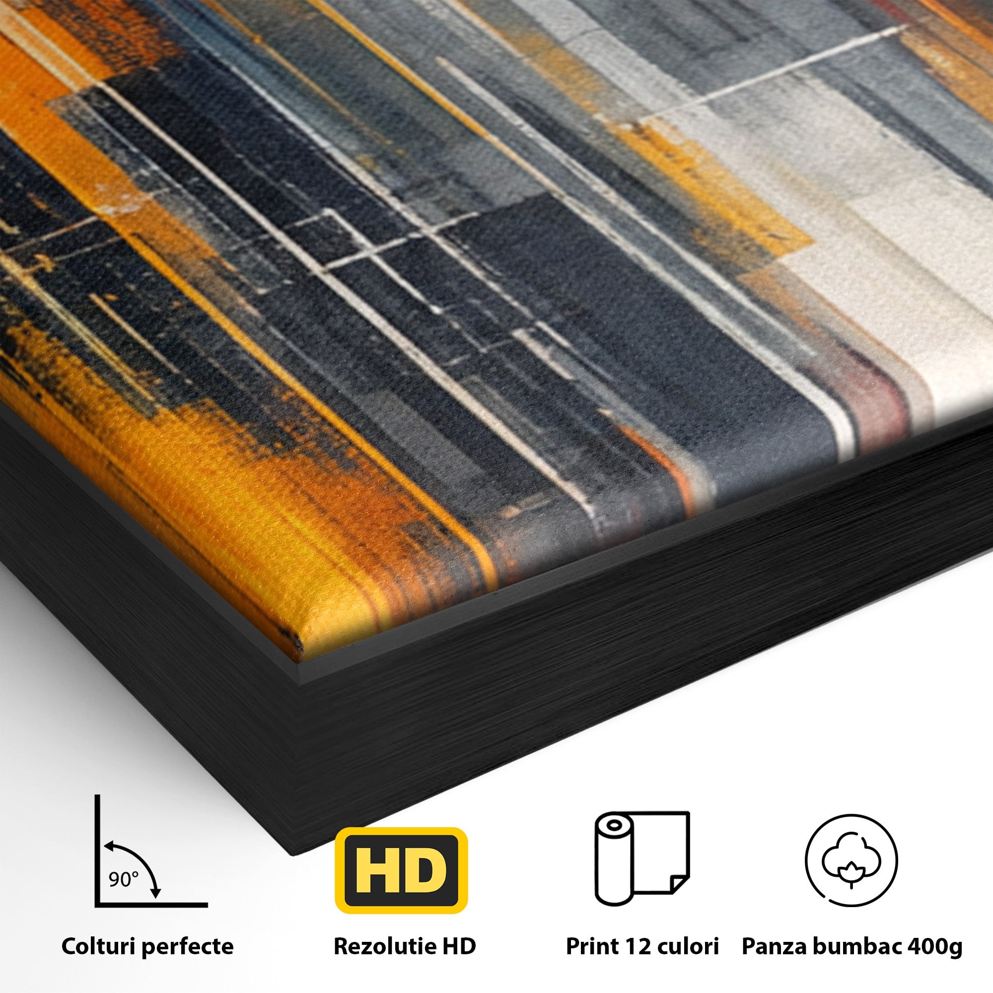Set 3 Tablouri Canvas Premium LuxCanva® O3-1025, Fragmente de Infinit, Foc, Tacere, Adanc, Ecou, Timp, Destin, Ziduri, Labirint, Ardere, Fracturi, Apus, Umbre, Oras, Geometrii, Birou, Living, Dormitor
