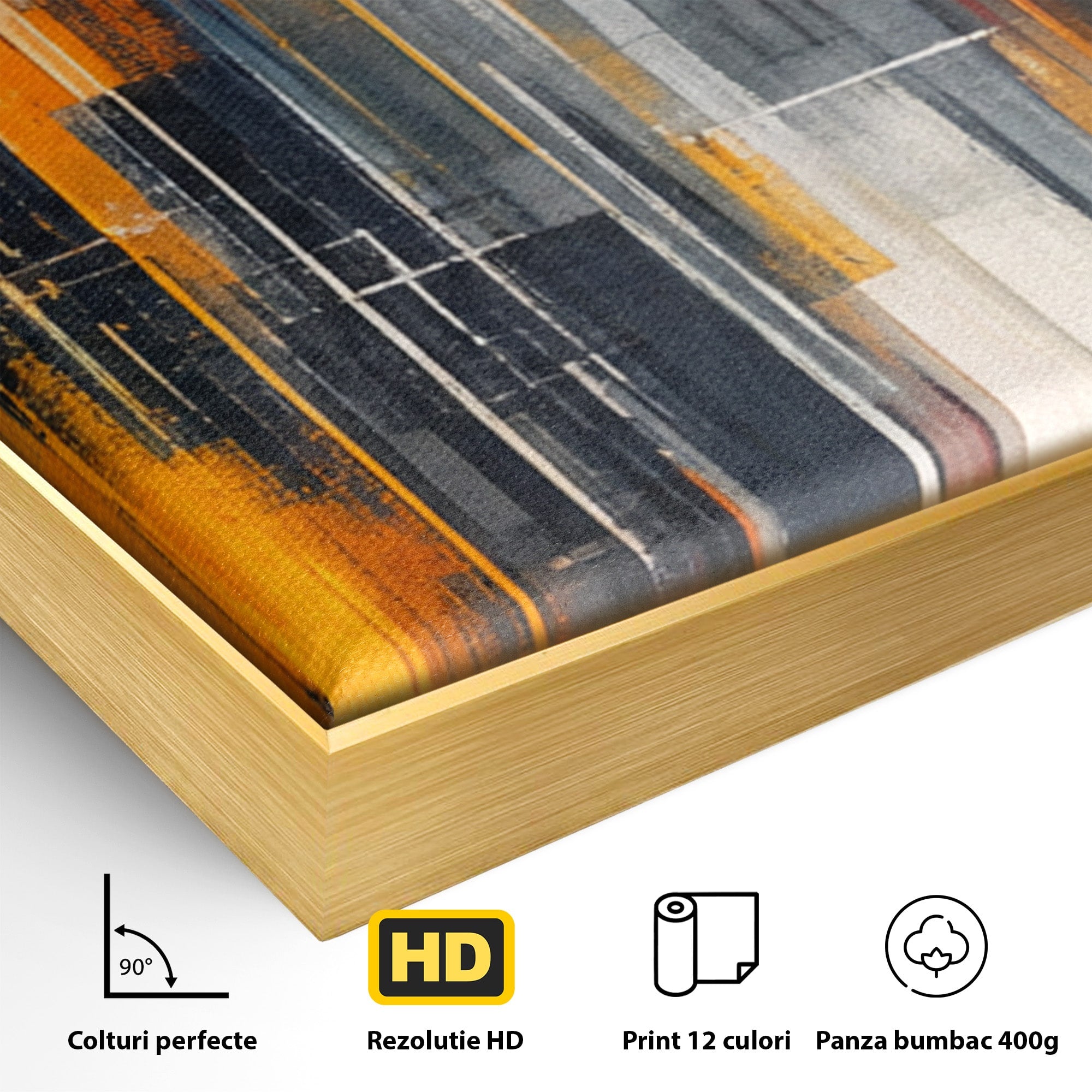 Set 3 Tablouri Canvas Premium LuxCanva® O3-1025, Fragmente de Infinit, Foc, Tacere, Adanc, Ecou, Timp, Destin, Ziduri, Labirint, Ardere, Fracturi, Apus, Umbre, Oras, Geometrii, Birou, Living, Dormitor