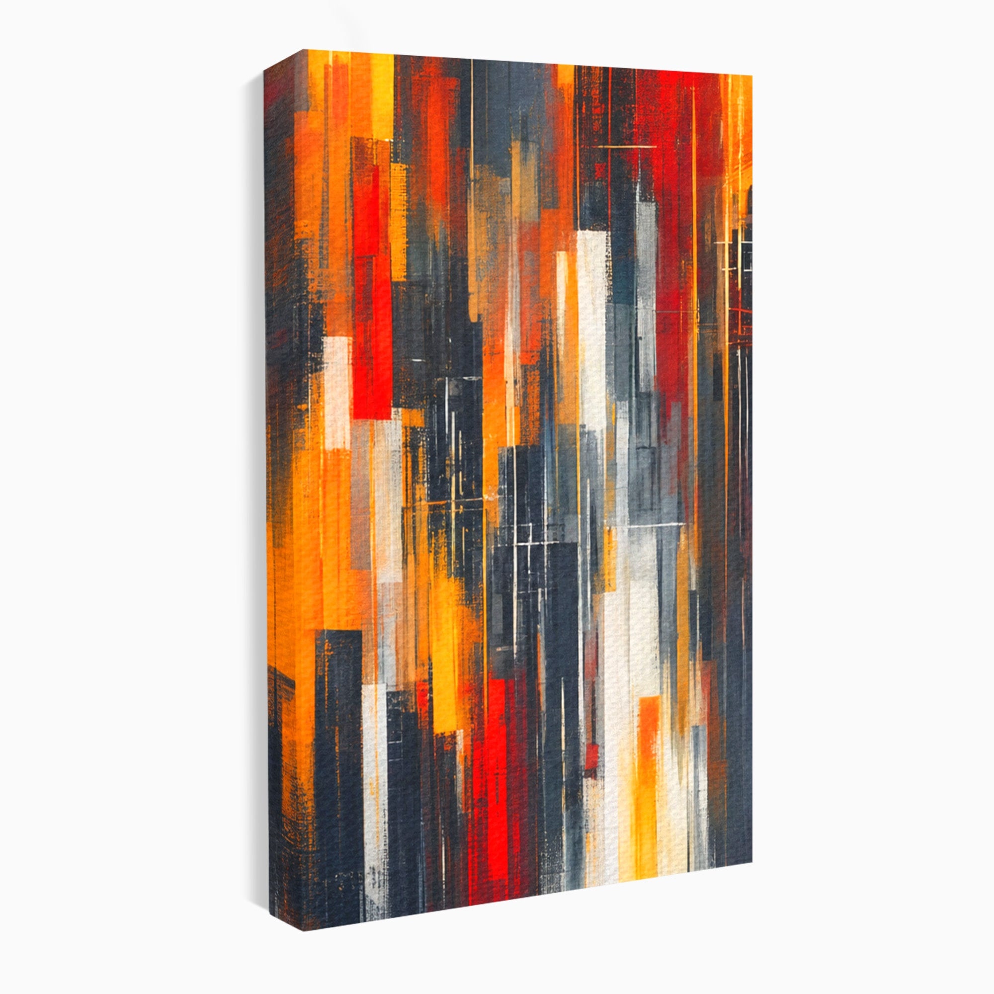 Set 3 Tablouri Canvas Premium LuxCanva® O3-1025, Fragmente de Infinit, Foc, Tacere, Adanc, Ecou, Timp, Destin, Ziduri, Labirint, Ardere, Fracturi, Apus, Umbre, Oras, Geometrii, Birou, Living, Dormitor