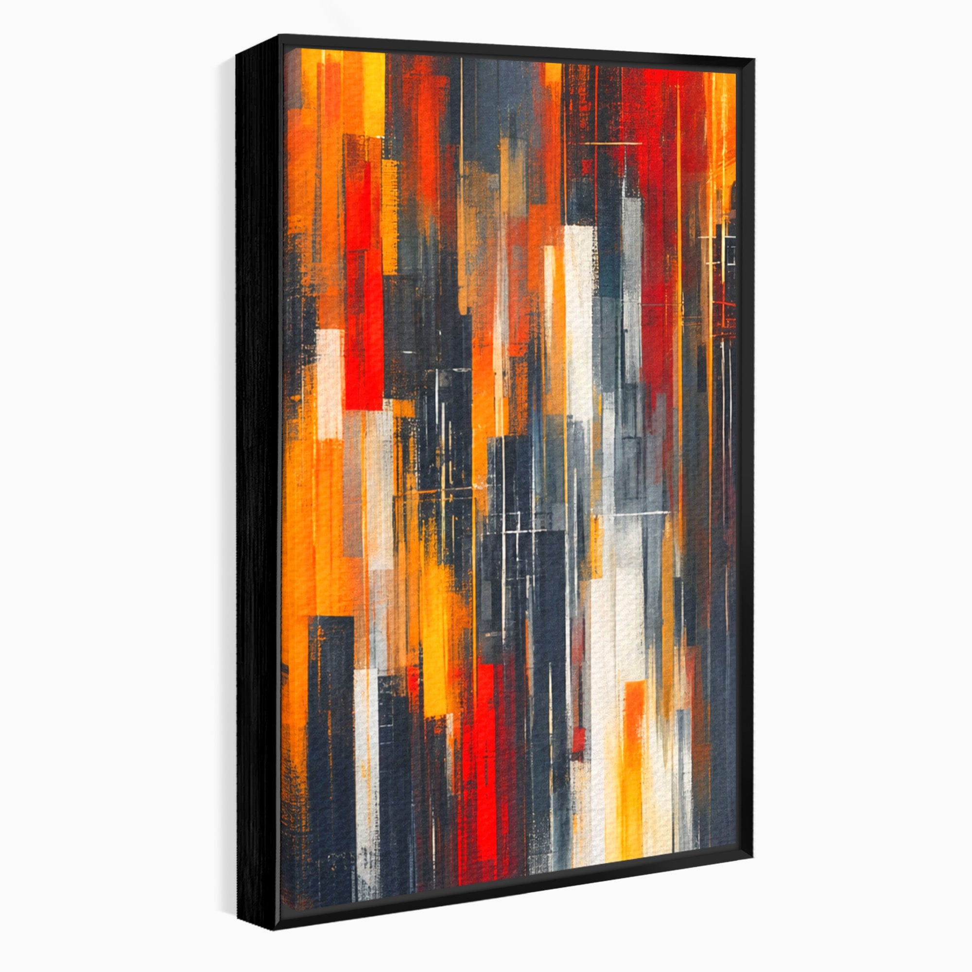 Set 3 Tablouri Canvas Premium LuxCanva® O3-1025, Fragmente de Infinit, Foc, Tacere, Adanc, Ecou, Timp, Destin, Ziduri, Labirint, Ardere, Fracturi, Apus, Umbre, Oras, Geometrii, Birou, Living, Dormitor