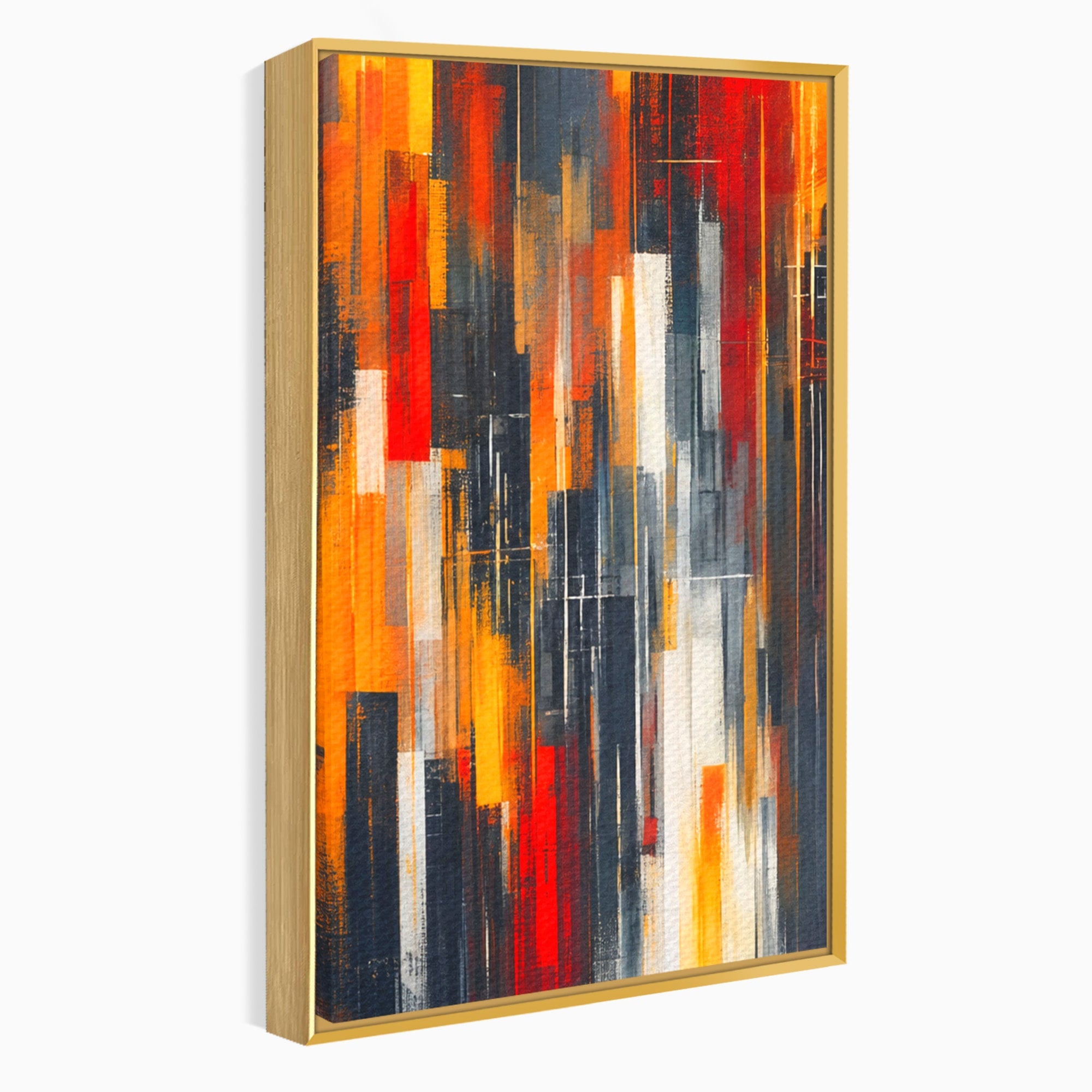 Set 3 Tablouri Canvas Premium LuxCanva® O3-1025, Fragmente de Infinit, Foc, Tacere, Adanc, Ecou, Timp, Destin, Ziduri, Labirint, Ardere, Fracturi, Apus, Umbre, Oras, Geometrii, Birou, Living, Dormitor