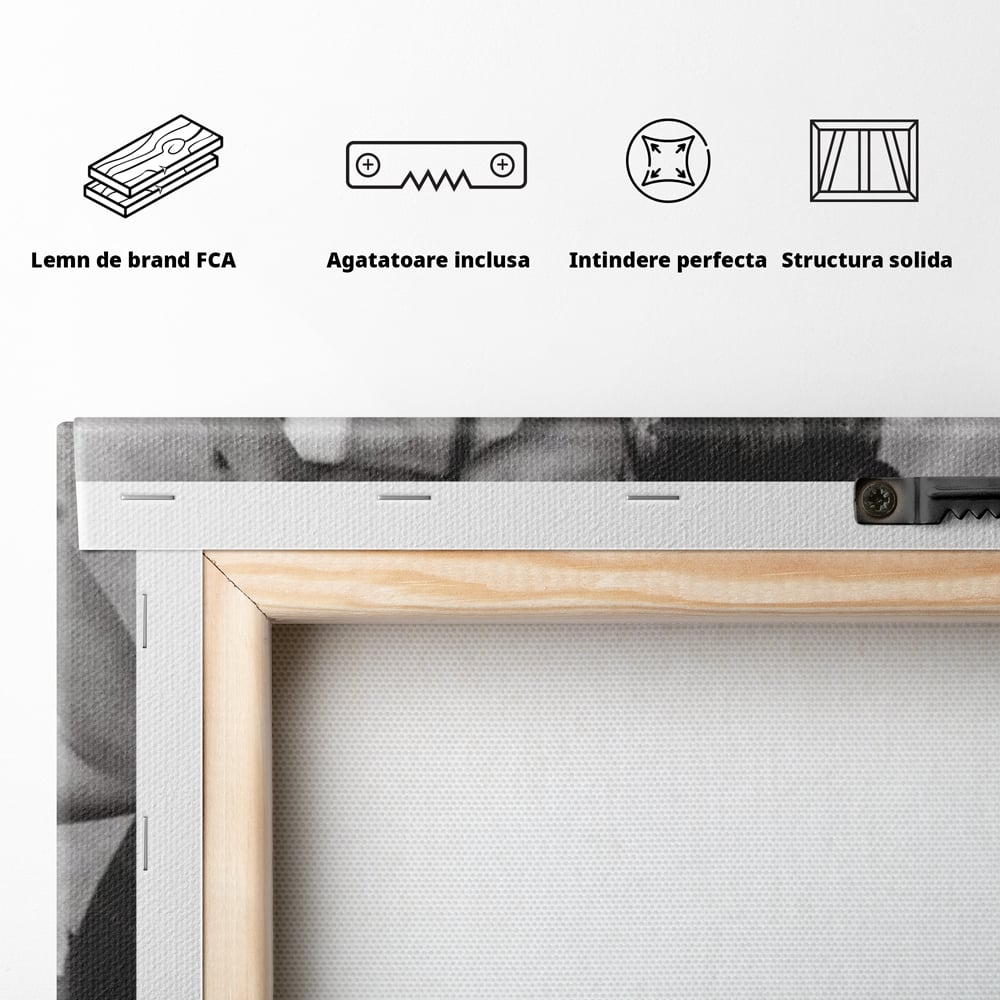 Tablou Canvas Premium, LuxCanva® P1000, Femeia de pe balcon, Alb, Negru, Tigara, Senzual, Balcon, Oras, Intimitate, Eleganta, Feminitate, Muza, Urban, Living, Dormitor