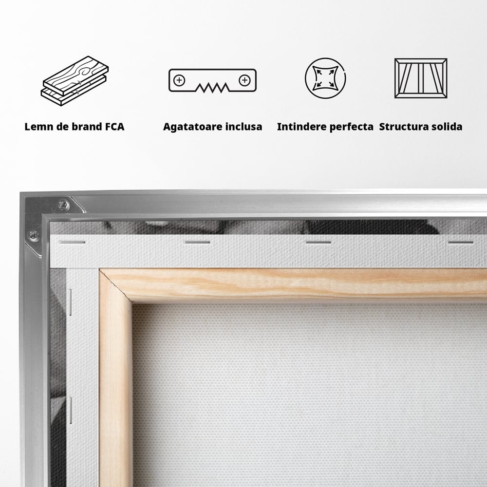 Tablou Canvas Premium, LuxCanva® P1000, Femeia de pe balcon, Alb, Negru, Tigara, Senzual, Balcon, Oras, Intimitate, Eleganta, Feminitate, Muza, Urban, Living, Dormitor