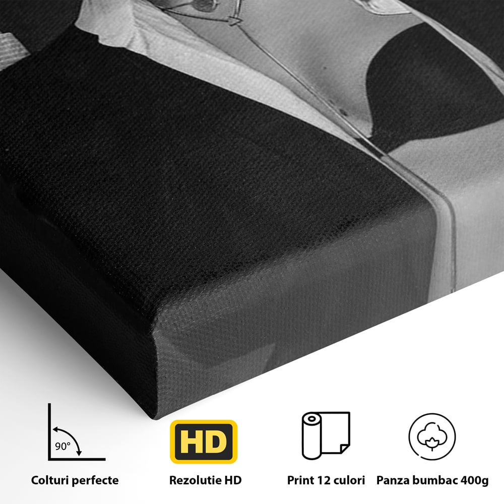Tablou Canvas Premium, LuxCanva® P1001, Fumul Secretelor, Alb, Negru, Tigara, Fum, Senzual, Feminitate, Palarie, Seductie, Fashion, Editorial, Glamour, Atitudine, Sexy, Living, Dormitor