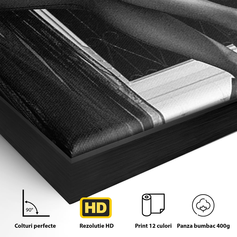 Tablou Canvas Premium, LuxCanva® P1002, Moment la Miezul Noptii, Alb, Negru, Pantofi, Toc, Dresuri, Paris, Vin, Rosu, Hotel, Dantela, Silueta, Trandafiri, Senzualitate, Living, Dormitor