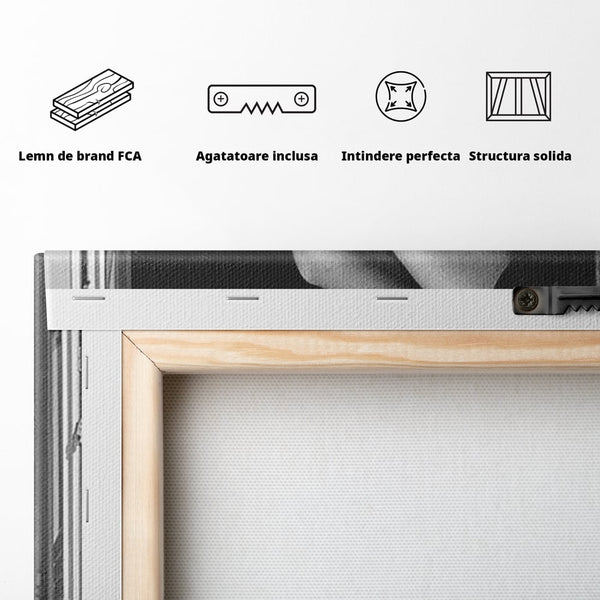 Tablou Canvas Premium, LuxCanva® P1002, Moment la Miezul Noptii, Alb, Negru, Pantofi, Toc, Dresuri, Paris, Vin, Rosu, Hotel, Dantela, Silueta, Trandafiri, Senzualitate, Living, Dormitor