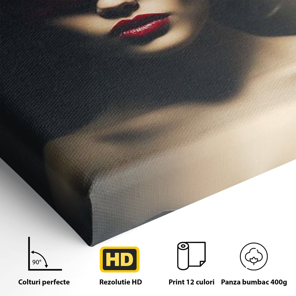 Tablou Canvas Premium, LuxCanva® P1007, Femininul Interzis, Panglica, Rosu, Playboy, Iepuras, Masca, Urechi, Catifea, Obscur, Intuneric, Dorinta, Seductie, Sexy, Living, Dormitor
