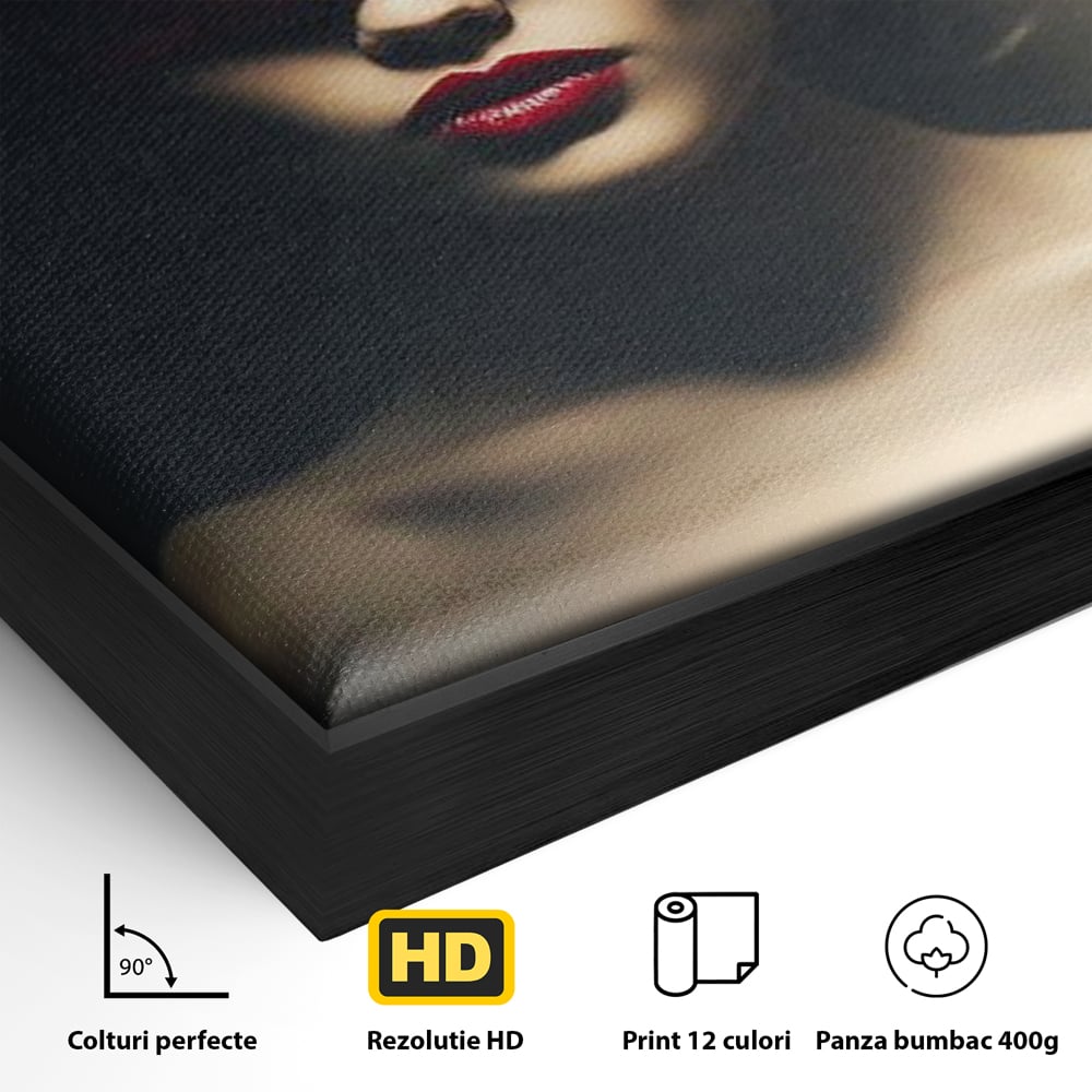 Tablou Canvas Premium, LuxCanva® P1007, Femininul Interzis, Panglica, Rosu, Playboy, Iepuras, Masca, Urechi, Catifea, Obscur, Intuneric, Dorinta, Seductie, Sexy, Living, Dormitor
