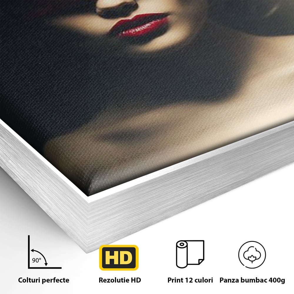 Tablou Canvas Premium, LuxCanva® P1007, Femininul Interzis, Panglica, Rosu, Playboy, Iepuras, Masca, Urechi, Catifea, Obscur, Intuneric, Dorinta, Seductie, Sexy, Living, Dormitor